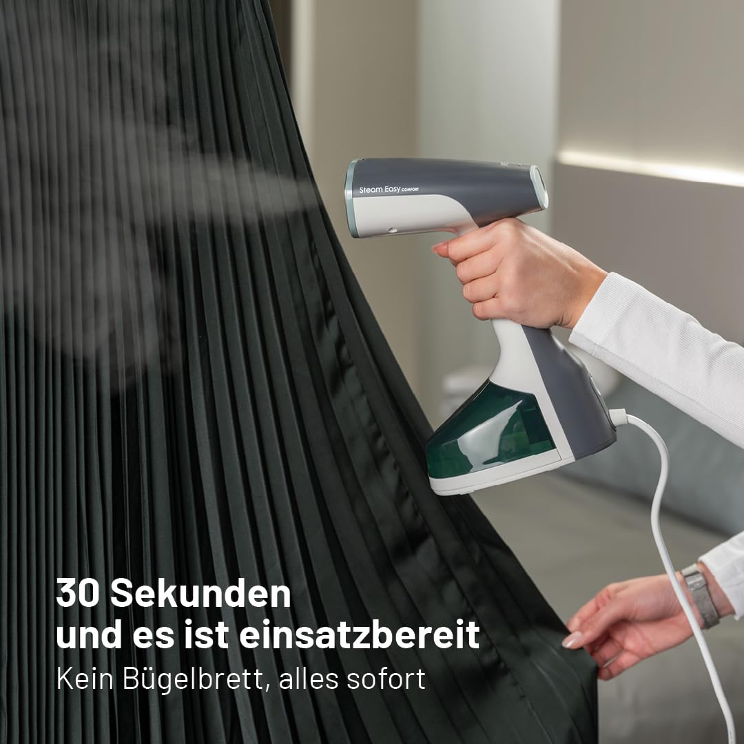 Imetec Steam Easy Comfort Vertikales Bügeleisen 1500W, Dampf 25-30 g/min, in 30 Sek. einsatzbereit, 250 ml Tank, leicht, Vertikaler Dampfbügler, auch auf Reisen praktisch