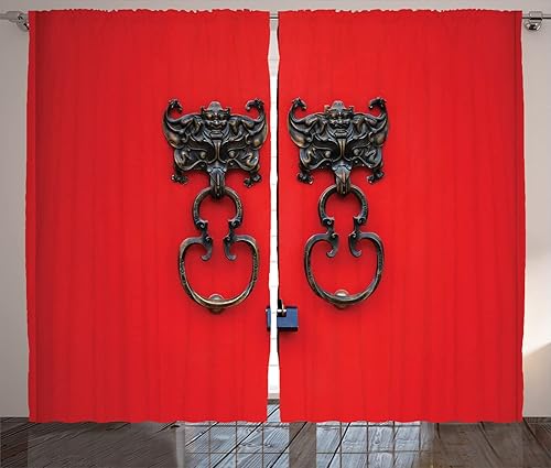 Miniatura 10 de Ambesonne Cortinas abstractas, un diseño floral oriental de cachemira y batik, estilo dibujado a mano de un adorno con obras de arte de mandalas,