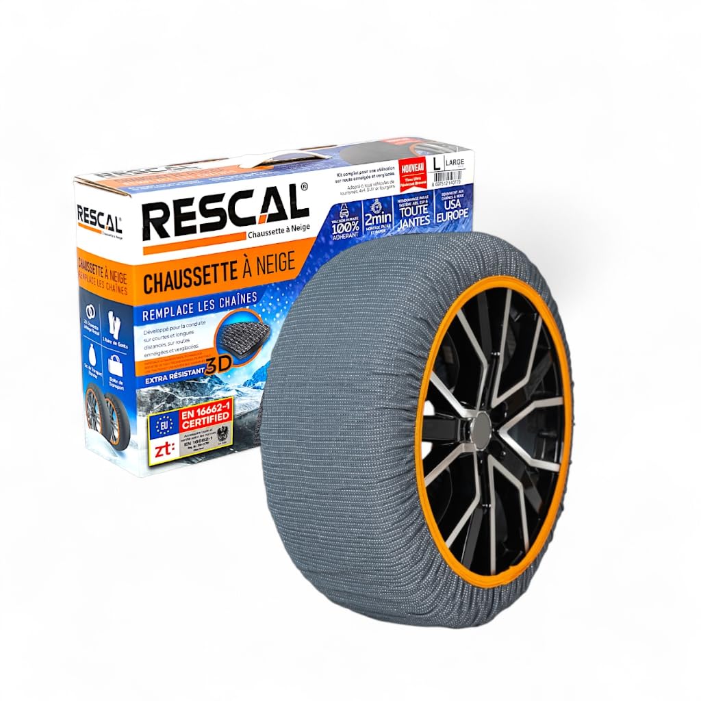 Chaussettes à Neige Pneus 225/60 R18, 235/55 R18, 255/40 R19 - Antidérapantes et Homologuées pour Sécurité Maximale -Installation Facile et Alternative aux Chaînes Neige pour Conduite Hivernales