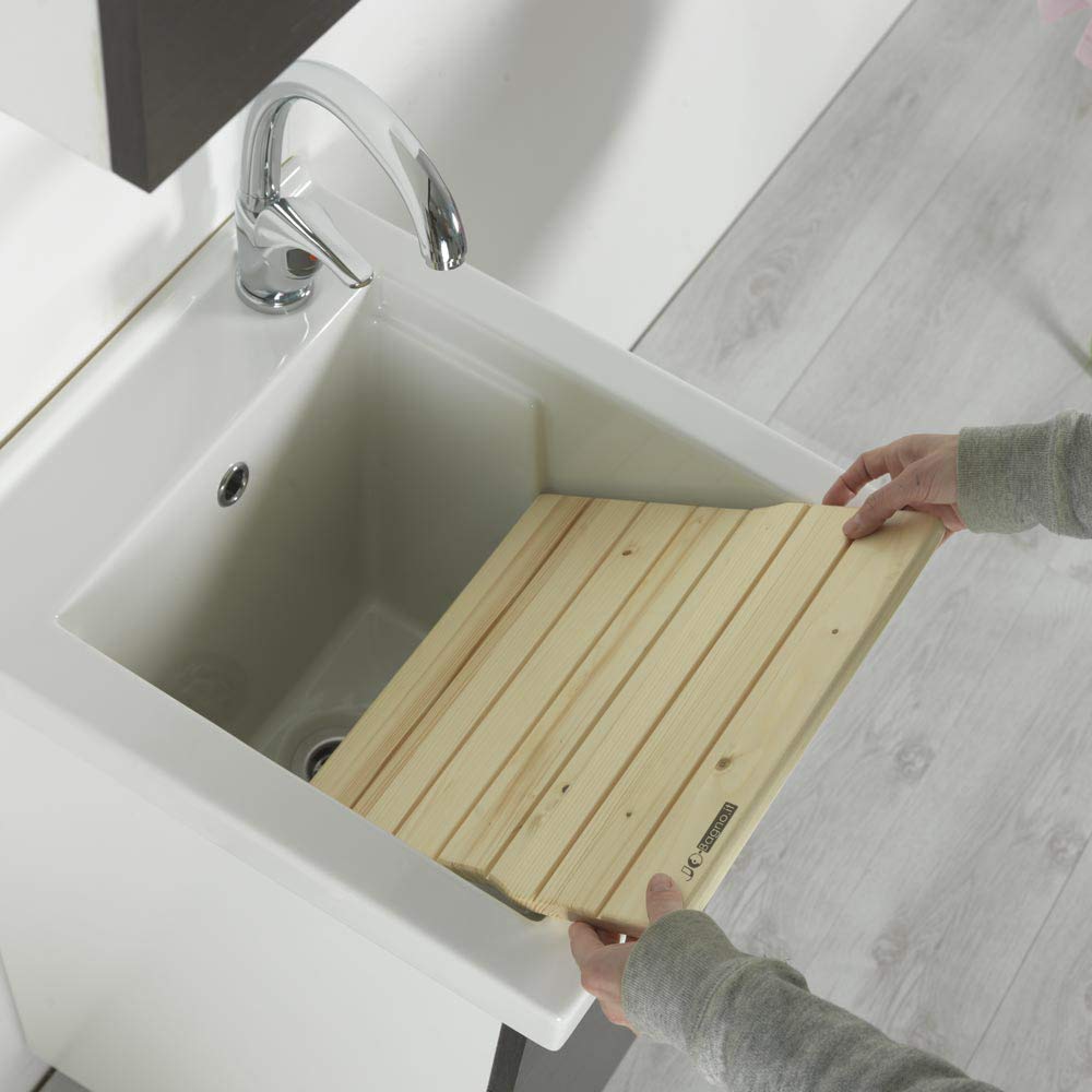 Asse Lavapanni in Legno di Abete per Pilozzo in Ceramica 45x50 Resistente all'acqua e Ideale per Lavaggio