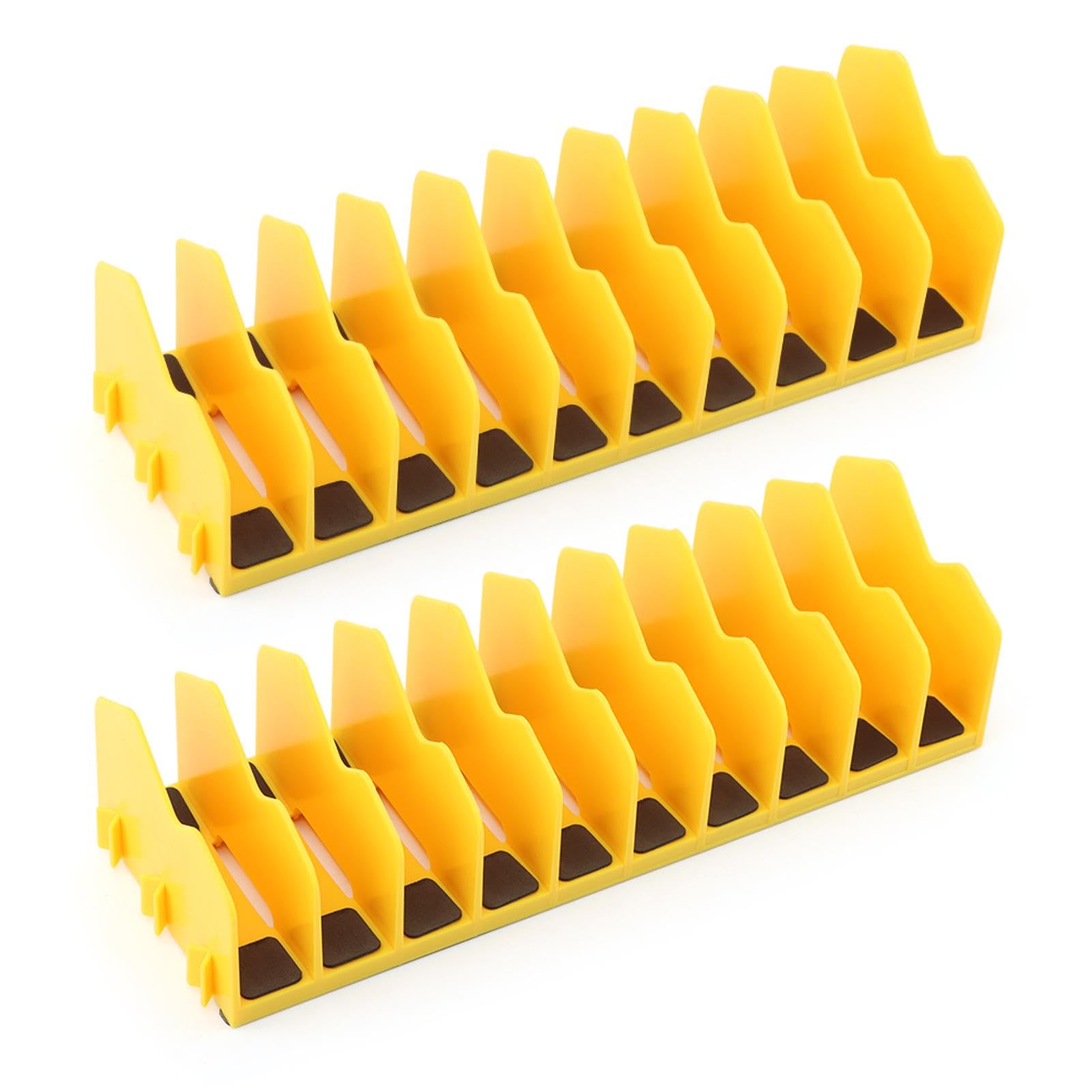 Hogurin 2-Pack Plier Organizer Rack, Yellow, Practical/Work-Oriented Tool Organizer with Non-Slip Base, 20 Slots, Keeps Tools Organized in Drawers