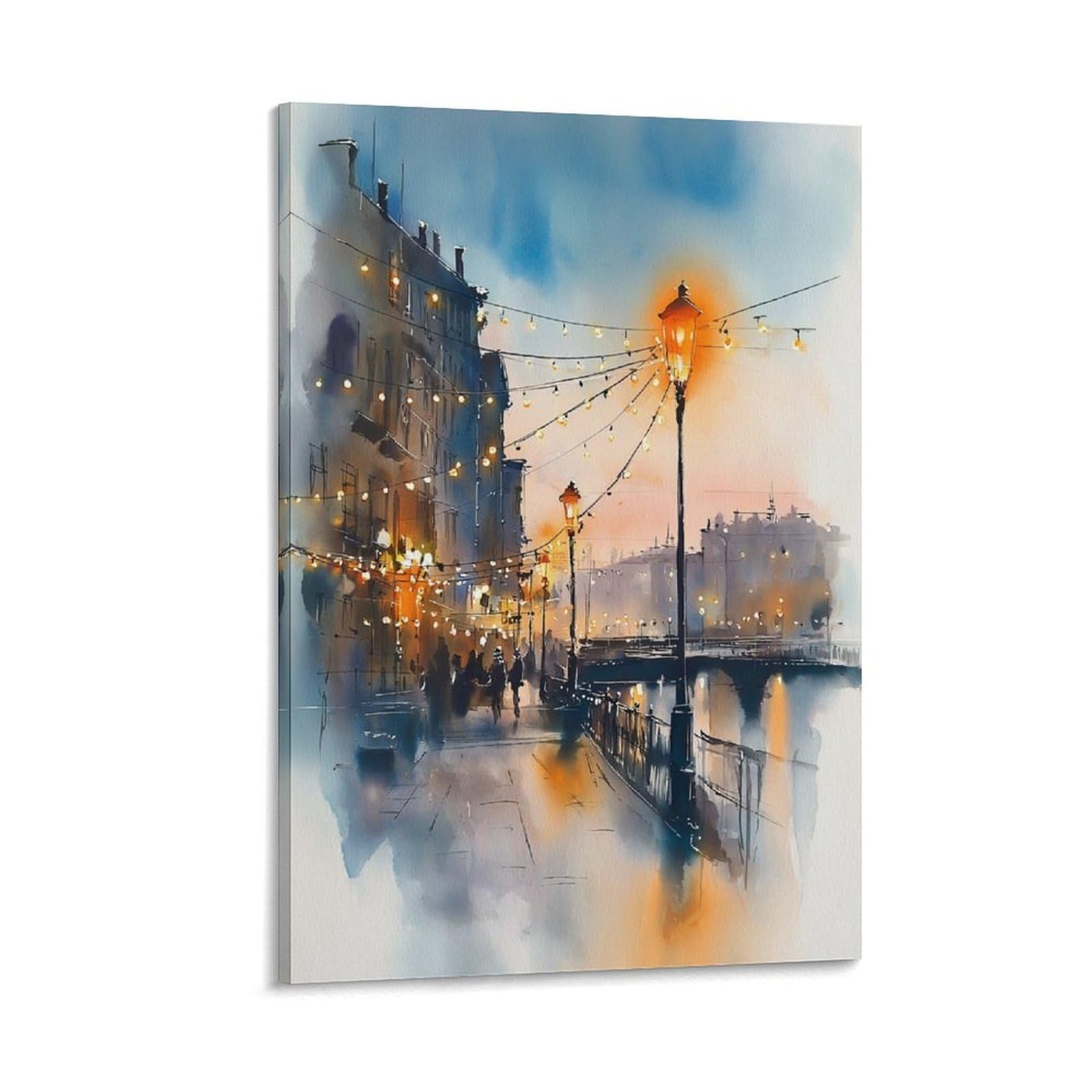 LCYNNH Retro Seattle Watercolor Painting 20x30inch(50x75cm) Vintage Travel Poster Watercolor Canvas Art