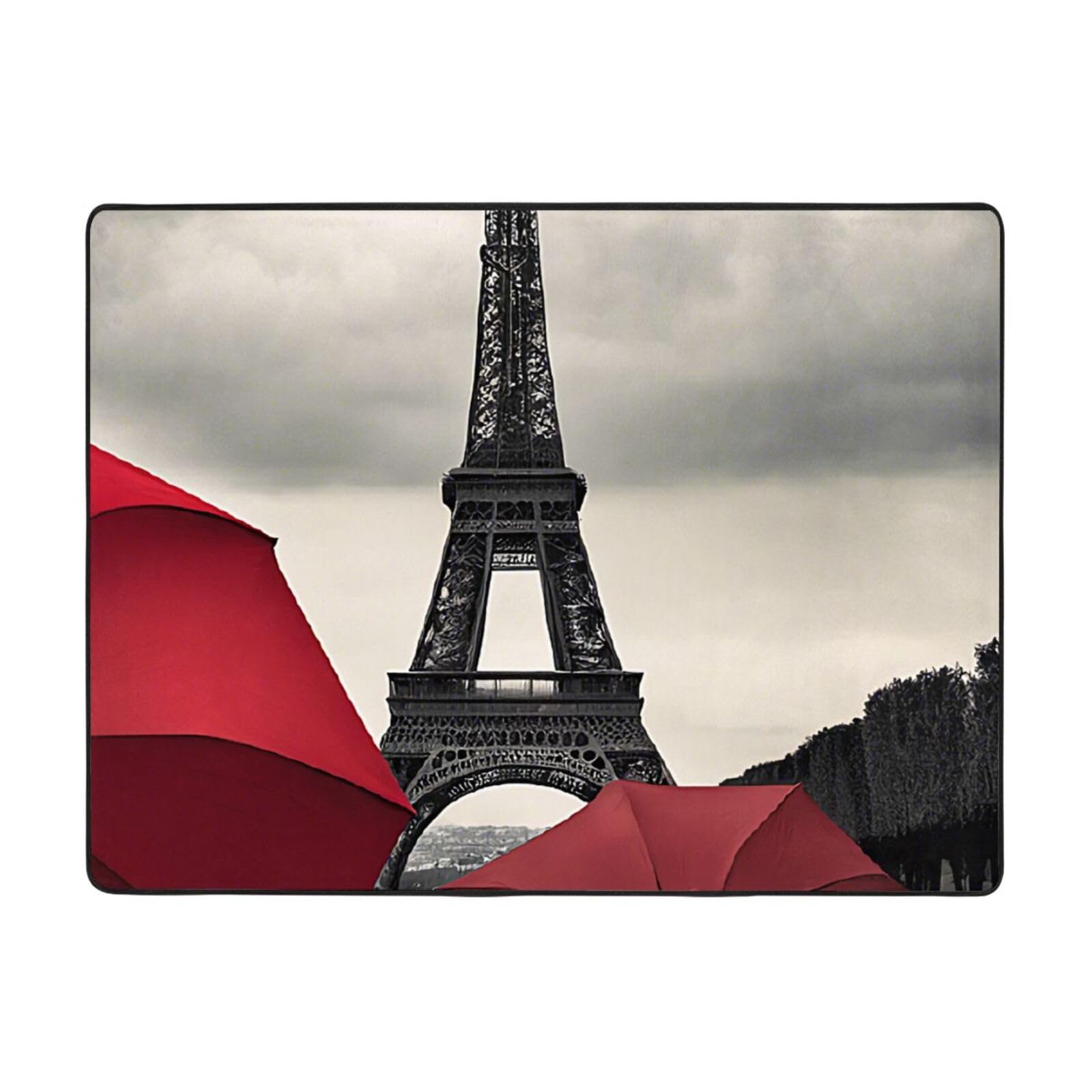 Tapis de salon 150x121 cm Tour Eiffel - Tapis d'intérieur moderne doux pour chambre et salle à manger