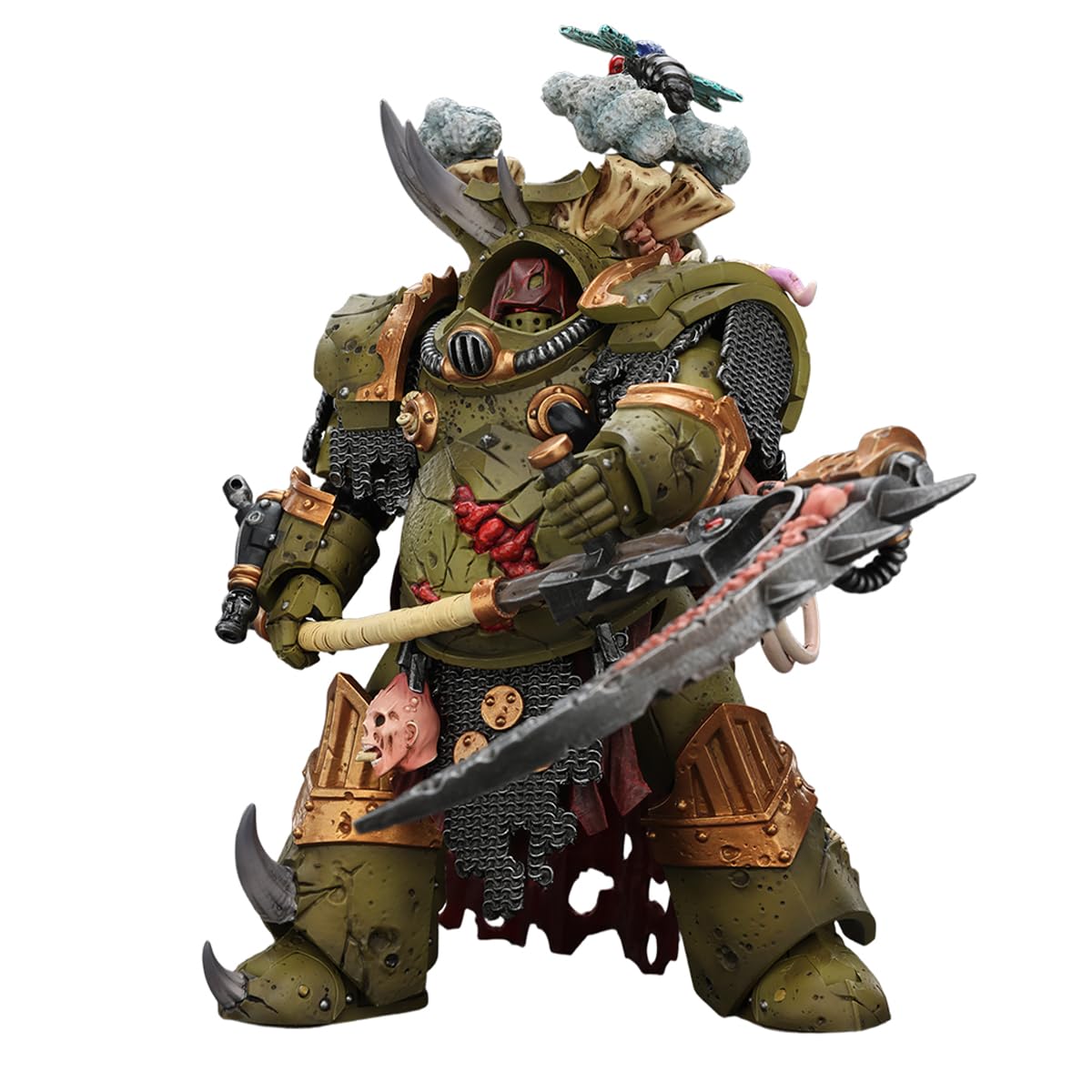 Warhammer 40k Figura de acción 1/18 Death Guard Deathshroud Terminator 1 with Manreaper and Plaguespurter Gauntlet 14 cm