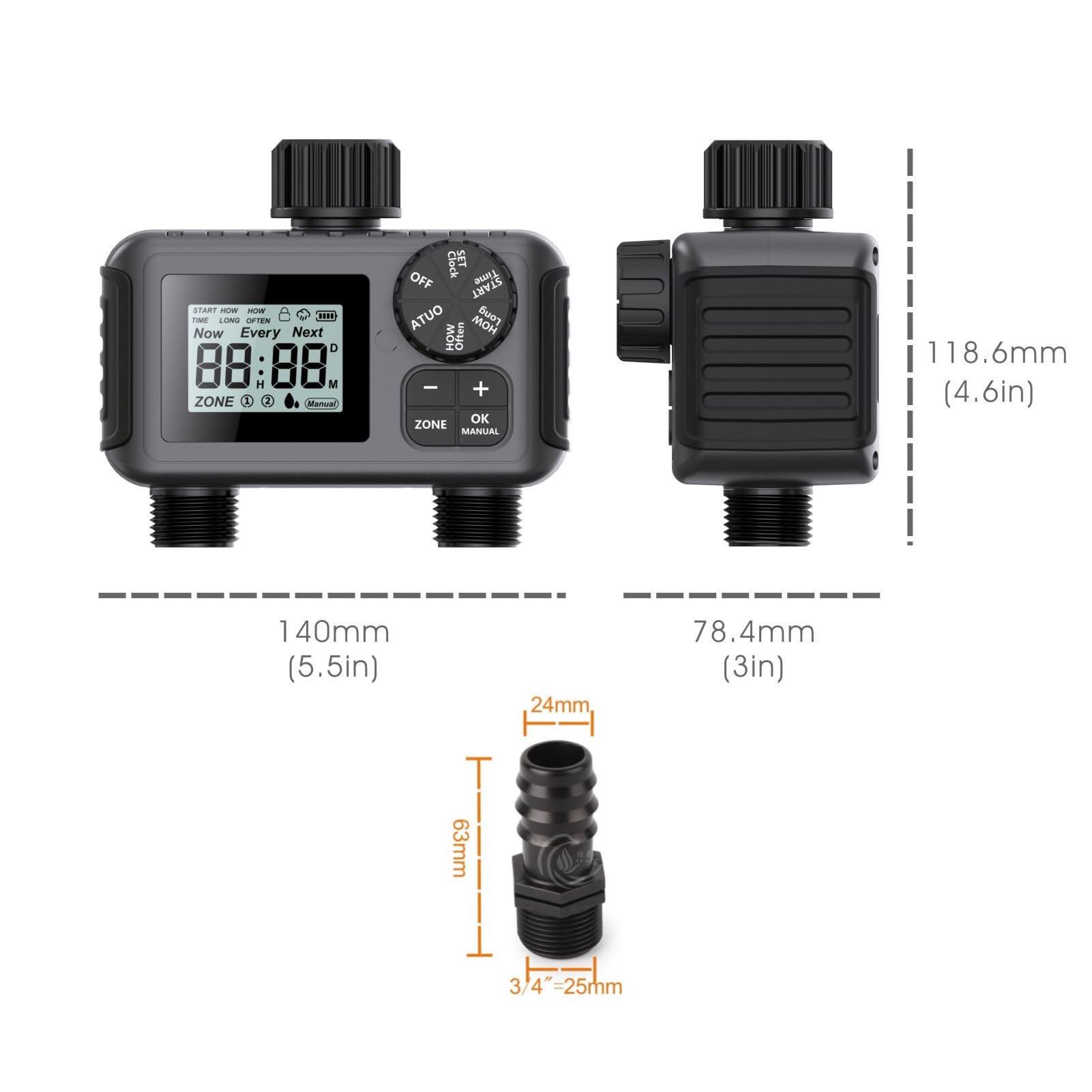 NH3/4 pollici timer per irrigazione 2 zone grande schermo timer per irrigatore esterno irrigazione automatica tubo da giardino timer per rubinetto con porta sensore pioggia