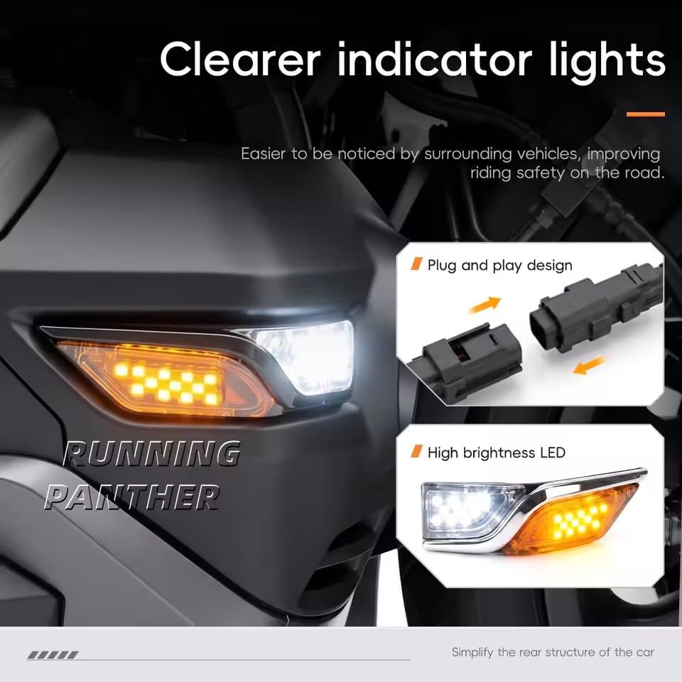GL1800 New Motorcycle fog lights side auxiliary lights LED turn signals For Honda Golden Wing GL1800 GL 1800 2018-2026 (C)