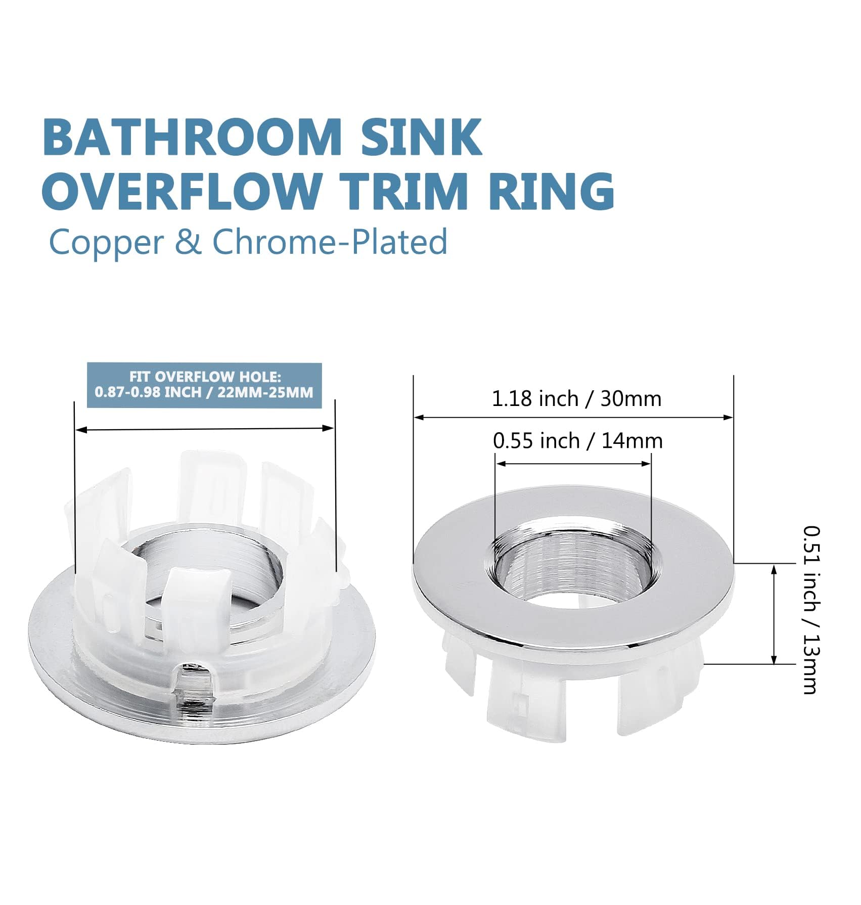 Spunklad 2Pcs Sink Overflow Cover, Basin Sink Overflow Ring, Shower Plughole Cover for Bath Kitchen Sink Plug Replacement - Image 2