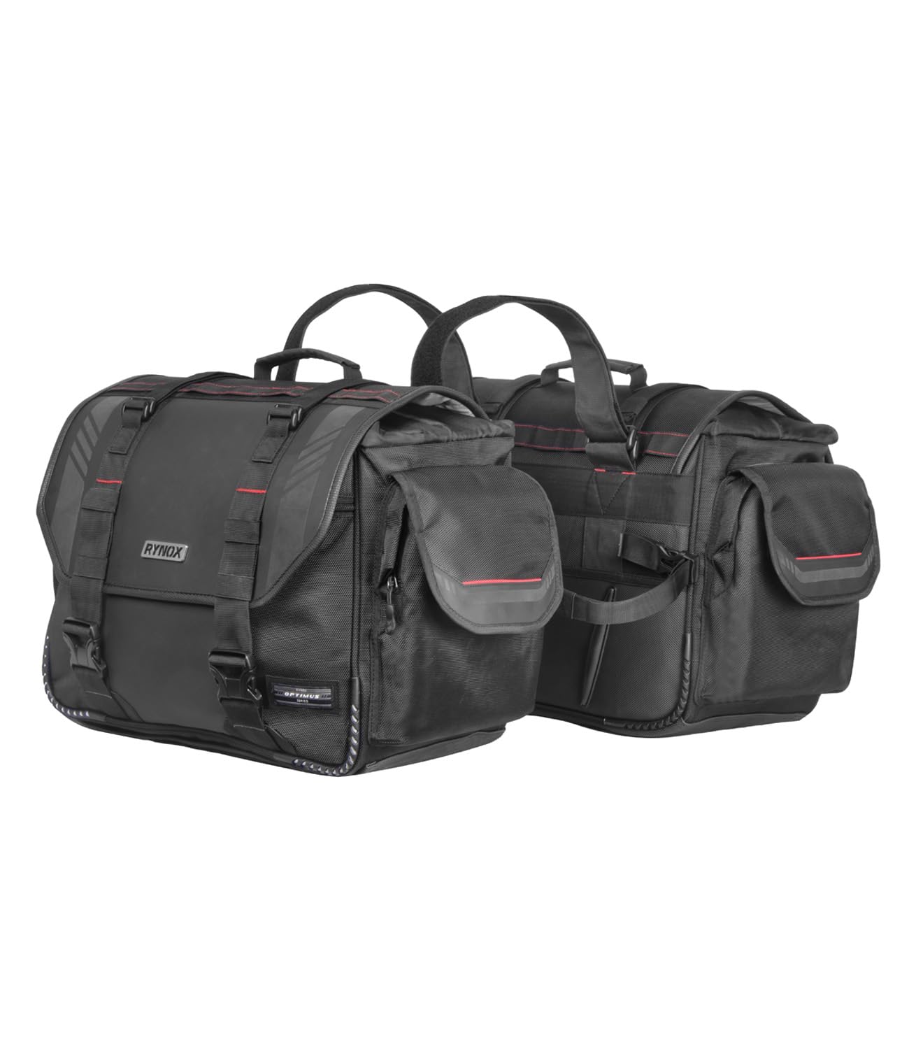 Rynox Optimus Saddle Bags 60L| Durable Polyester Fabric | Stormproof | Genuine YKK Fittings - Black, 60 LTR