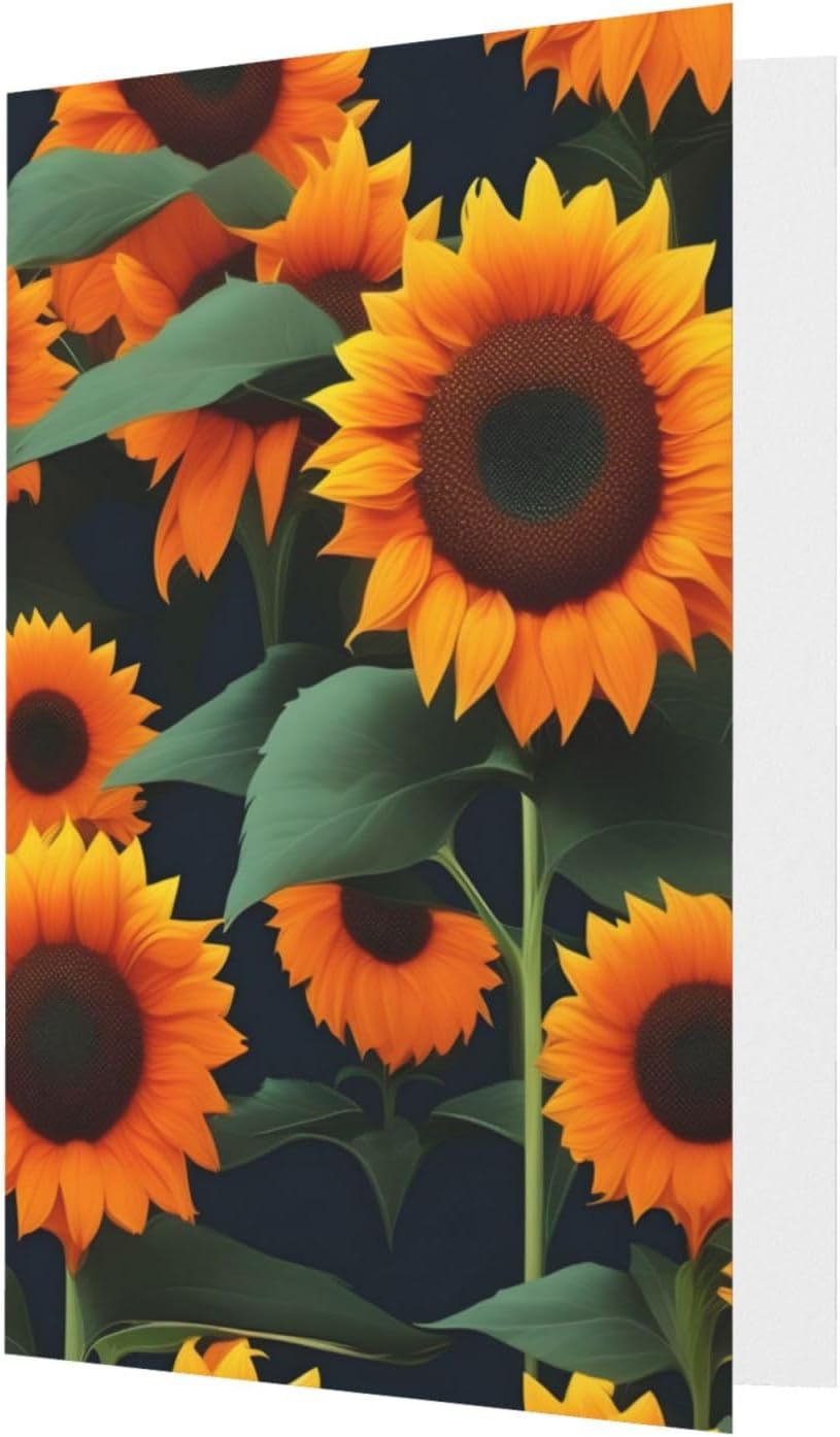 Orange Sunflower Print Cards And Envelopes Self-Seal Thank You Greeting Cards And All Occasions