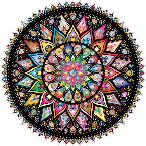 Mandala Puzzle 1000 Pieces for Adults, Difficult Colorful Round Jigsaw Puzzle, Challenging Impossible Hard Puzzles for Adults