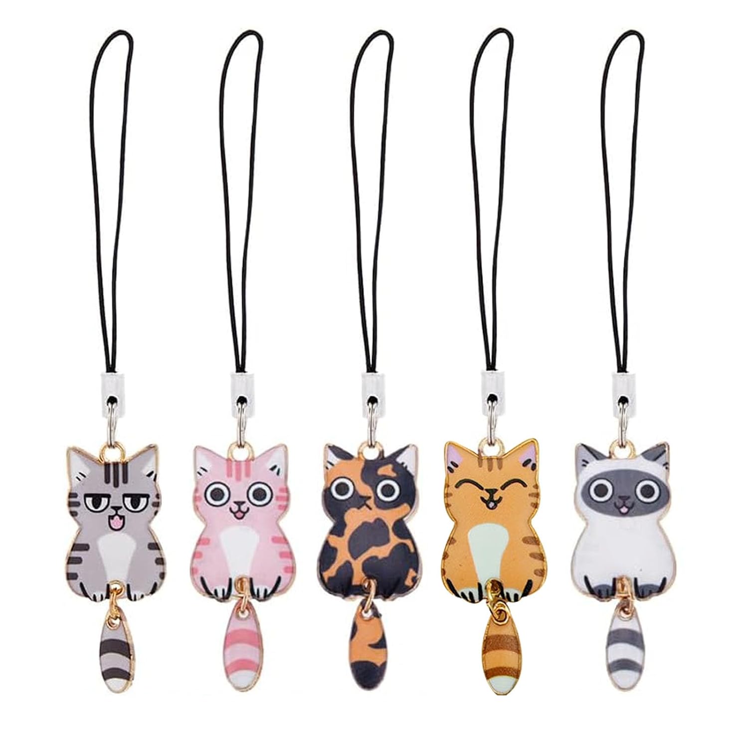 5Pcs Phone Charms, Cute Cat Bag Charms for Handbags, Rainbow Letter Keychain, Strawberry Flower Heart Keychain, Anime Accessories Phone Charm with Cat Chain, Mobile Charms for Phone Case and Bag Decoration Toy Review India (Iknoor World )