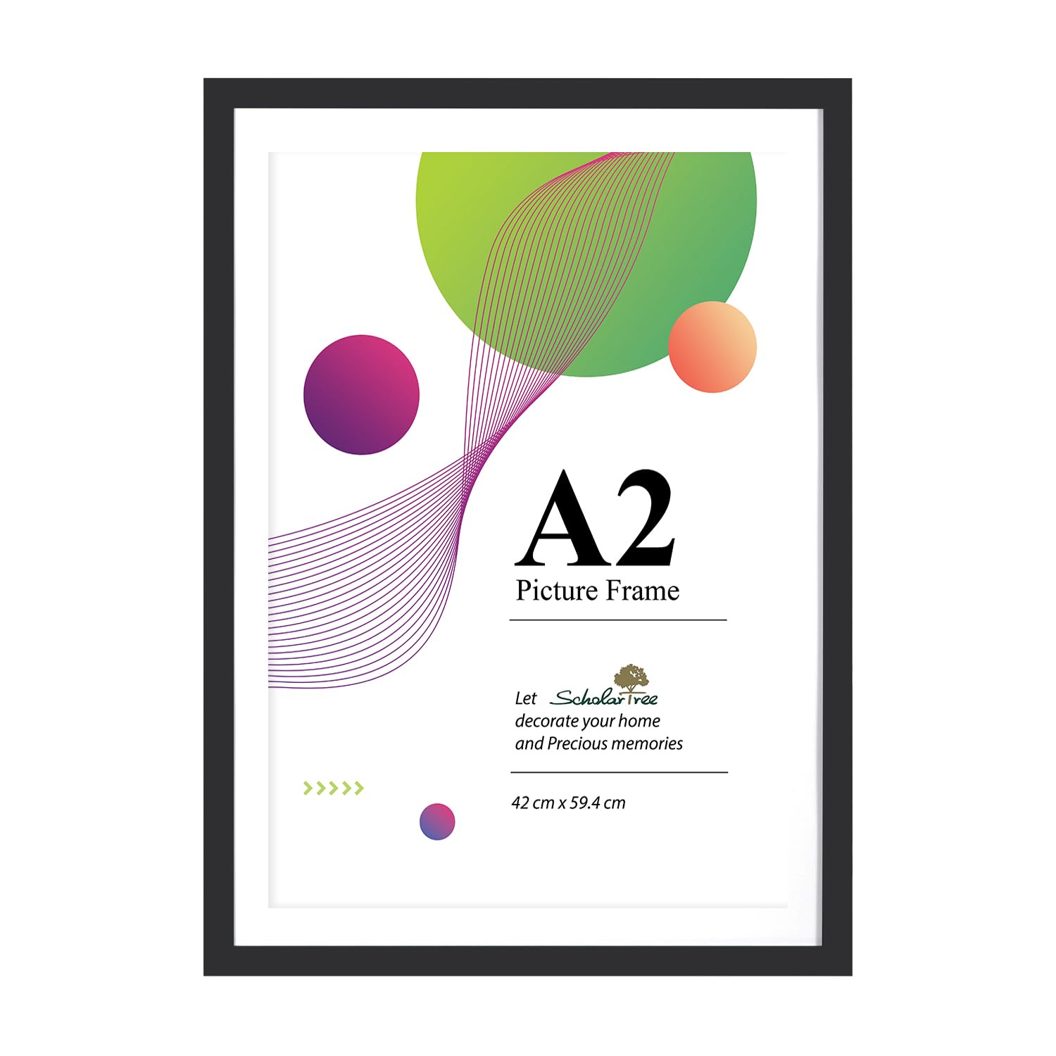 Scholar Tree A2 Picture Frame-1 Pack Black Photo Frame, A2 Frames 42 x 59,4cm โ image 1