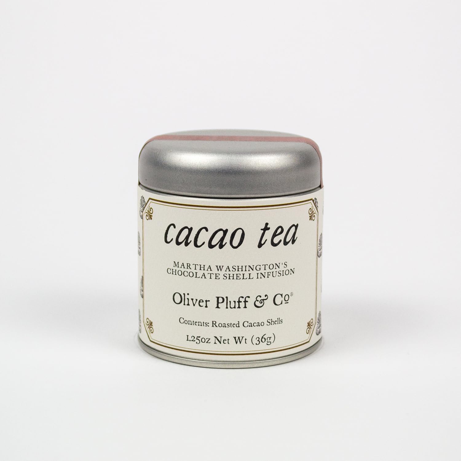Oliver Pluff & Co Martha Washington’s Cacao Shell Tea | Roasted Cacao Shells | 100% Natural Sugar Free | Caffeine Fee | Coffee Alternative Superfood | 1.25 Ounce Loose Tea