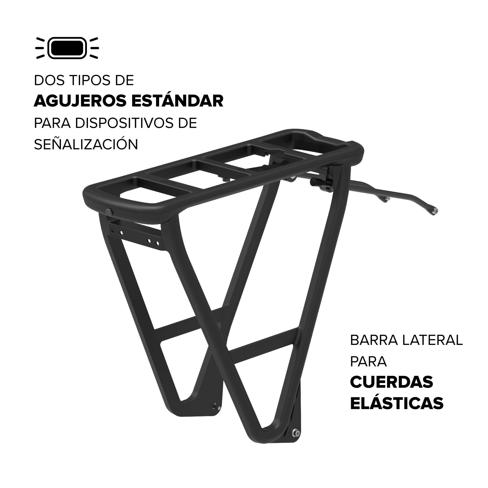 POLISPORT 8873000004 Portabicicletas Trasero HRP – Duradero, Ligero, Montaje Estándar, Compatible con Alforjas, Negro – Soporta hasta 27 kg, Desplazamientos Y Carga