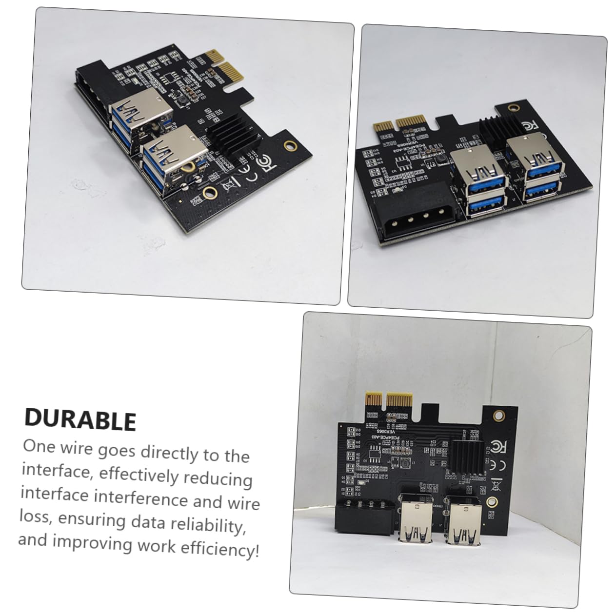 VILLCASE Pci Express Riser Card Dual Pci Adapter USB Expansion for Mining Plated Connectors for Enhanced Data Integrity Installation
