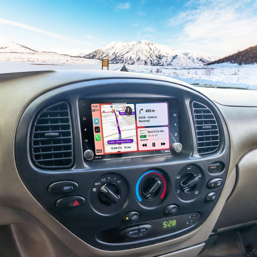 4+64G Car Stereo for Toyota Tundra 2003-2006 with Carplay Android Auto Android 14 Car Radio Head Unit w/7 Inch Touch Screen GPS Bluetooth WiFi FM EQ DSP Split Screen SWC Mirror Link Backup Camera