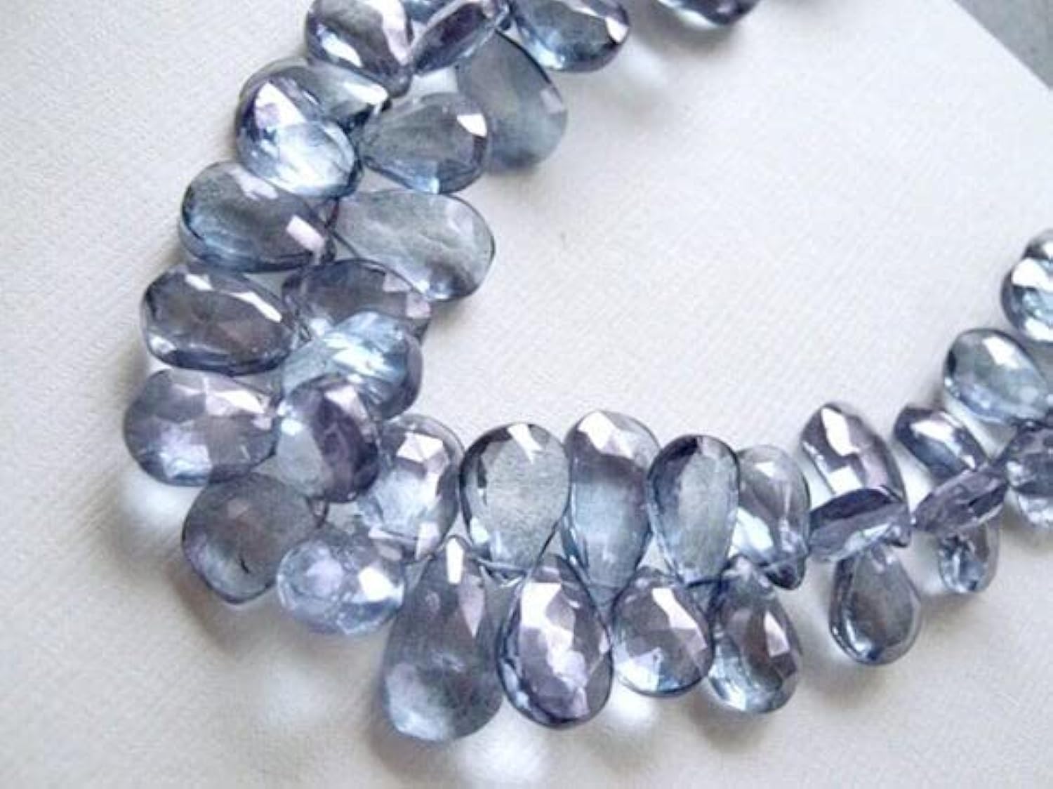 Quartz bleu mystique briolette facettée LKBEADS pour création bijoux