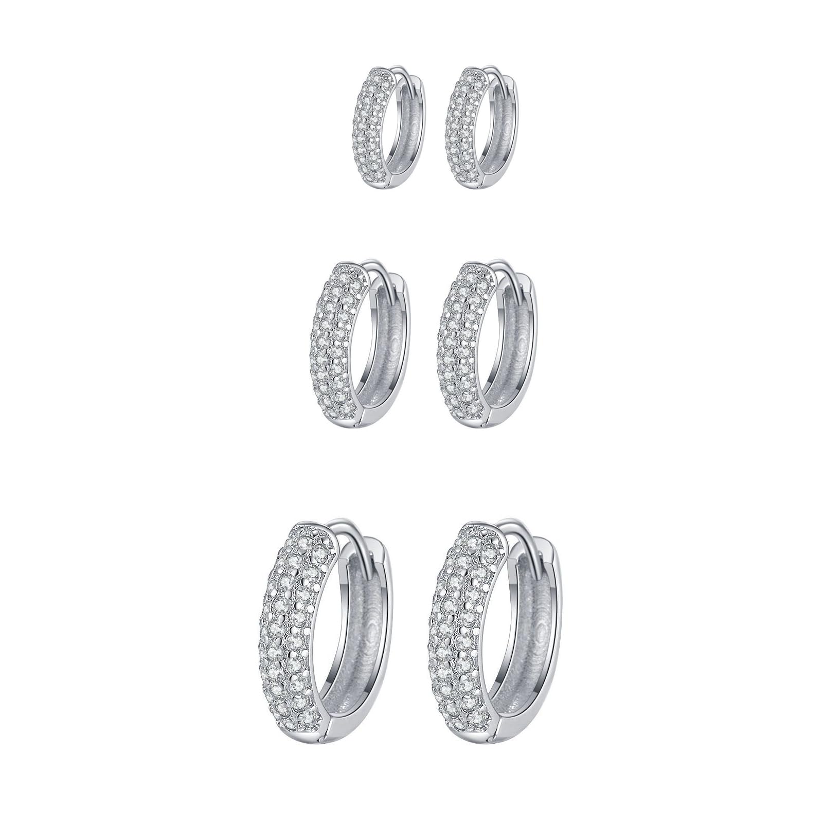 3 Paia Orecchini in Argento 925 Orecchini Cerchio Argento Orecchini da Donna Piccoli Orecchini a Cerchio Argento Huggie Cartilagine Cubic Zirconia Orecchini Argento per Donna Uomo