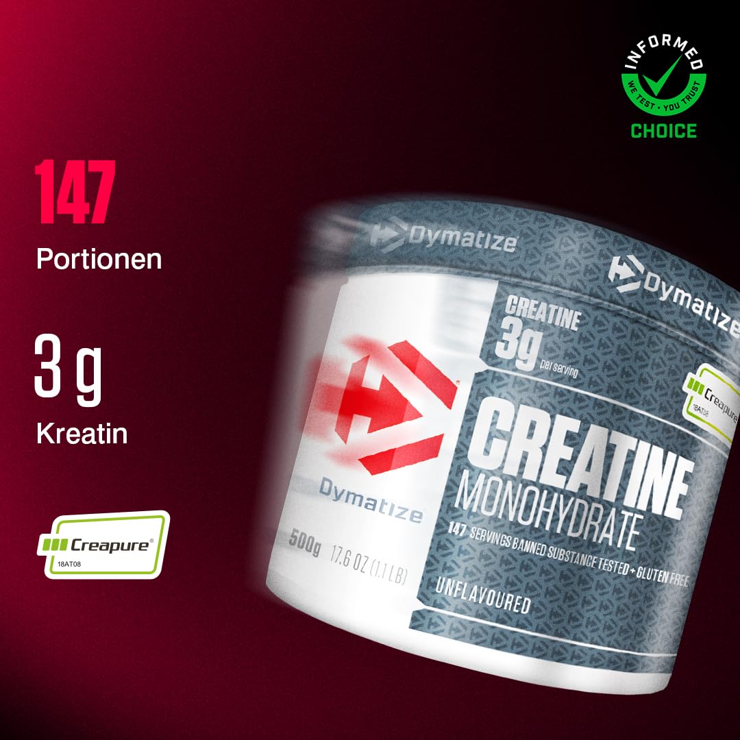 Dymatize Creatine Monohydrate Unflavoured Powder 500g - 100% Creapure Creatine - Aminosäure - Kreatin