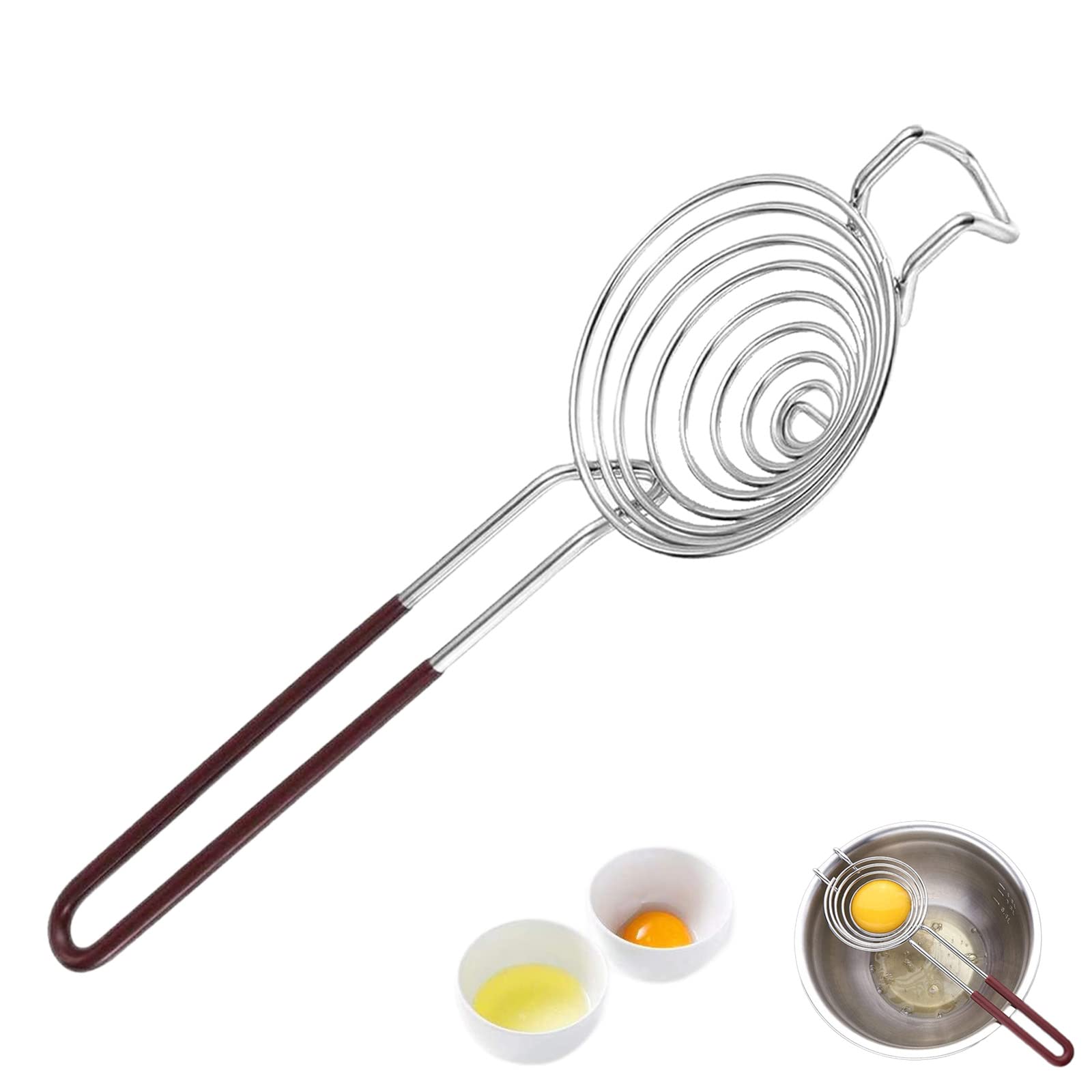 Separatore Uova In Acciaio Inox – Filtro Tuorlo Con Manico Lungo 25,5 Cm, Cucchiaio 8 Cm, Per Torte Muffin Cucina