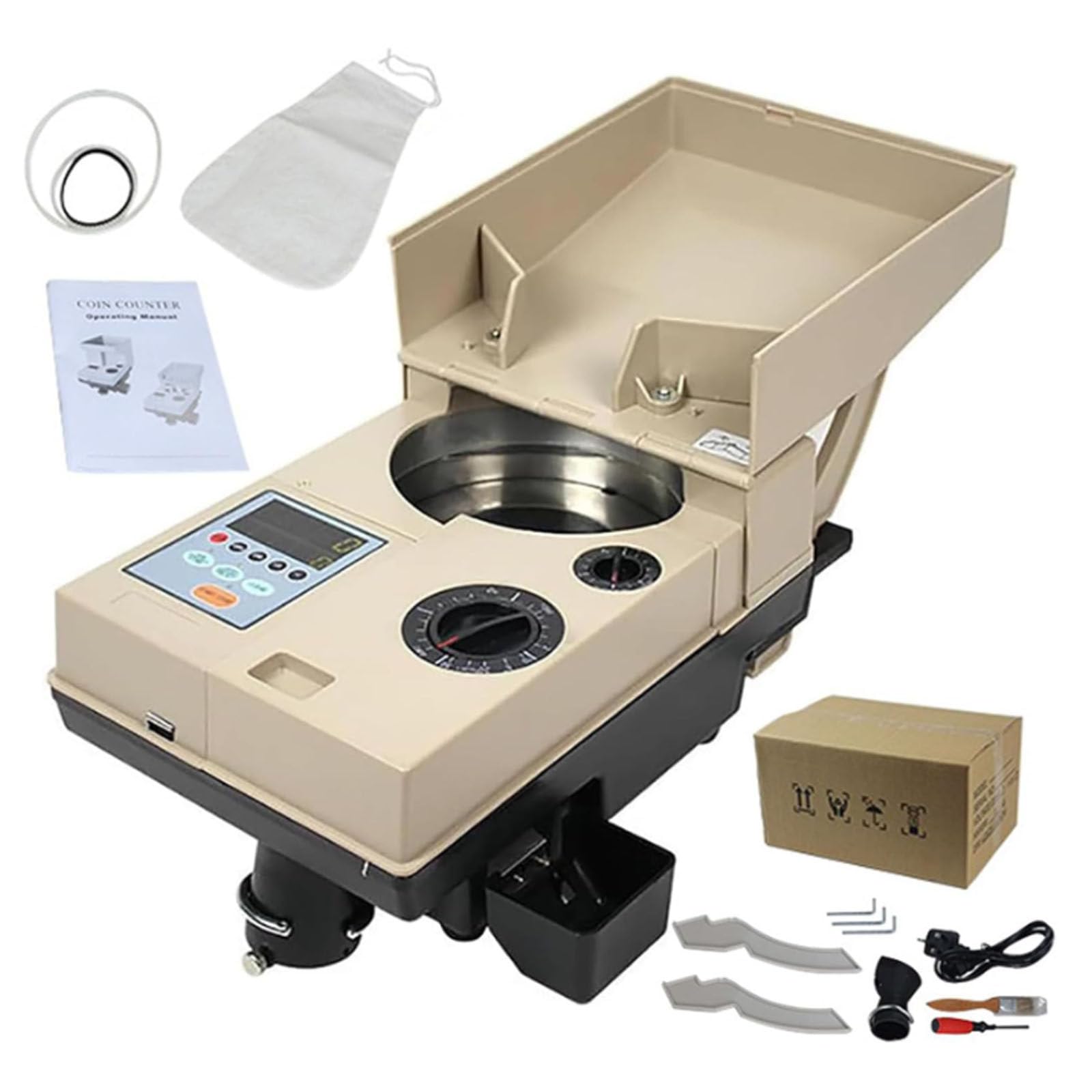 VitalisWorks Electric Coin Sorter, Automatic Coin Counting Machine, Coin Sorting Machine, 1200 Coins/Minute, for International Coins and Tokens