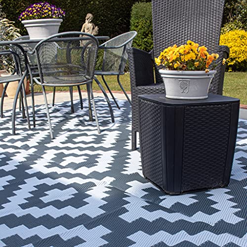 Valiant FIR564 Geometrischer Terrassen- und Terrassenteppich, 3,6 x 2,7 m, Grau