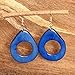 Dark Blue Earrings of Tagua Nut, Eco Friendly Fair Trade Jewelry, Artisan Handmade Dangle Earrings