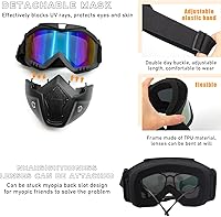 Vista 4 de Gafas de Motocicleta, Gafas de Casco de Dirt Bike Resistentes al Viento con Máscara Facial Removible, Accesorios de Motocicleta (Colorido)