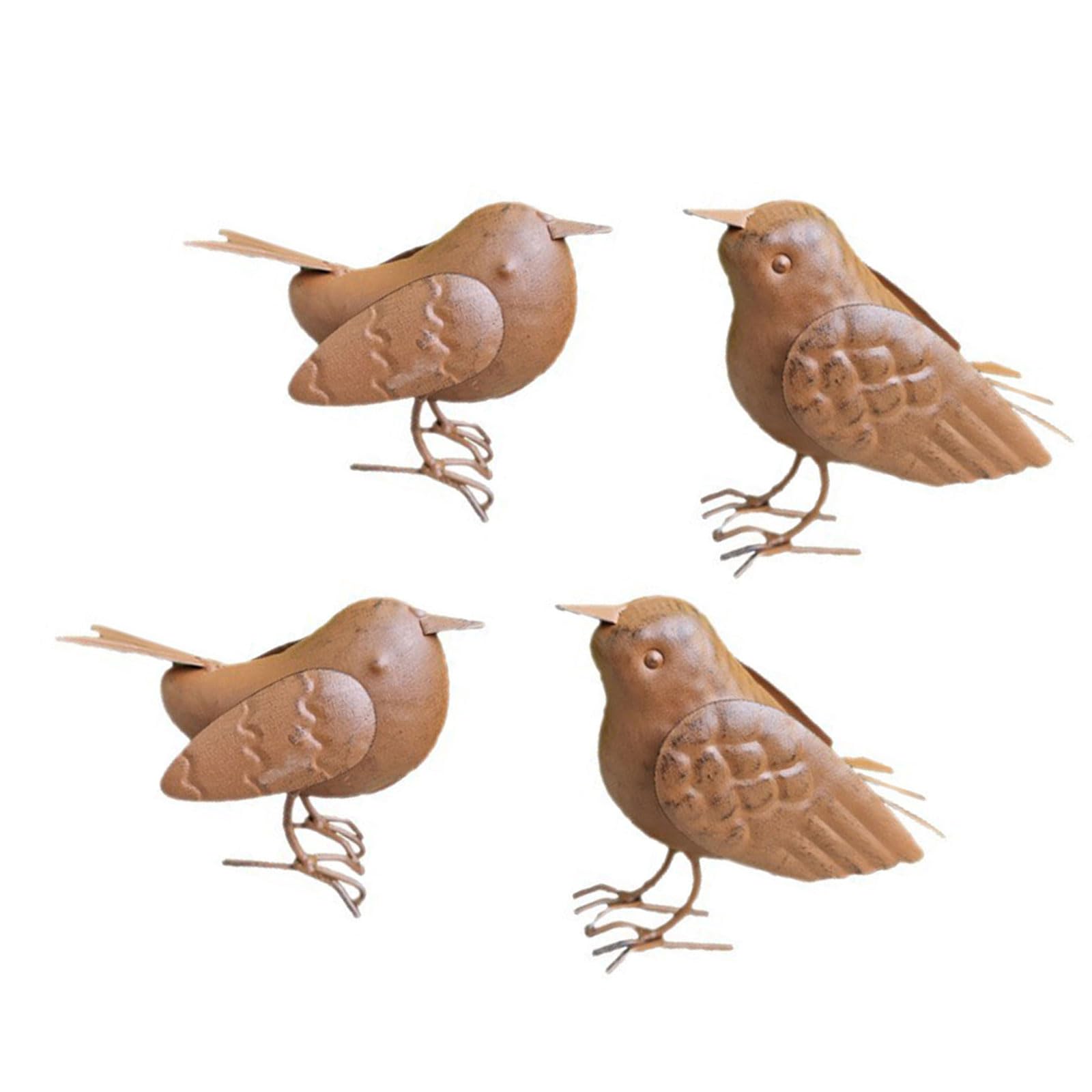 Snorvixre 4Pcs Garden Statues Yard Ornament Iron Bird Ornament Animal Statue Sculpture Tree Decoration Outdoor Garden Iron Bird Yard