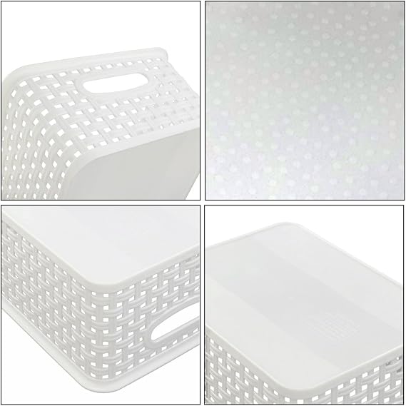 White Plastic Weave Baskets, 4-Pack
