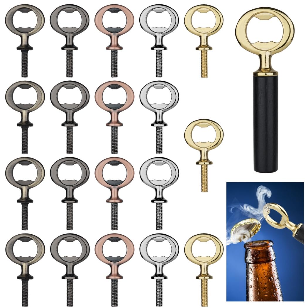 20 Stk. Metall Flaschenöffner aus Zinklegierung, flache Einsätze mit Gewinde, Bieröffner Set für DIY Projekte, Bastelideen, Holzgriffe und individuelle Anfertigungen für Bierflaschen