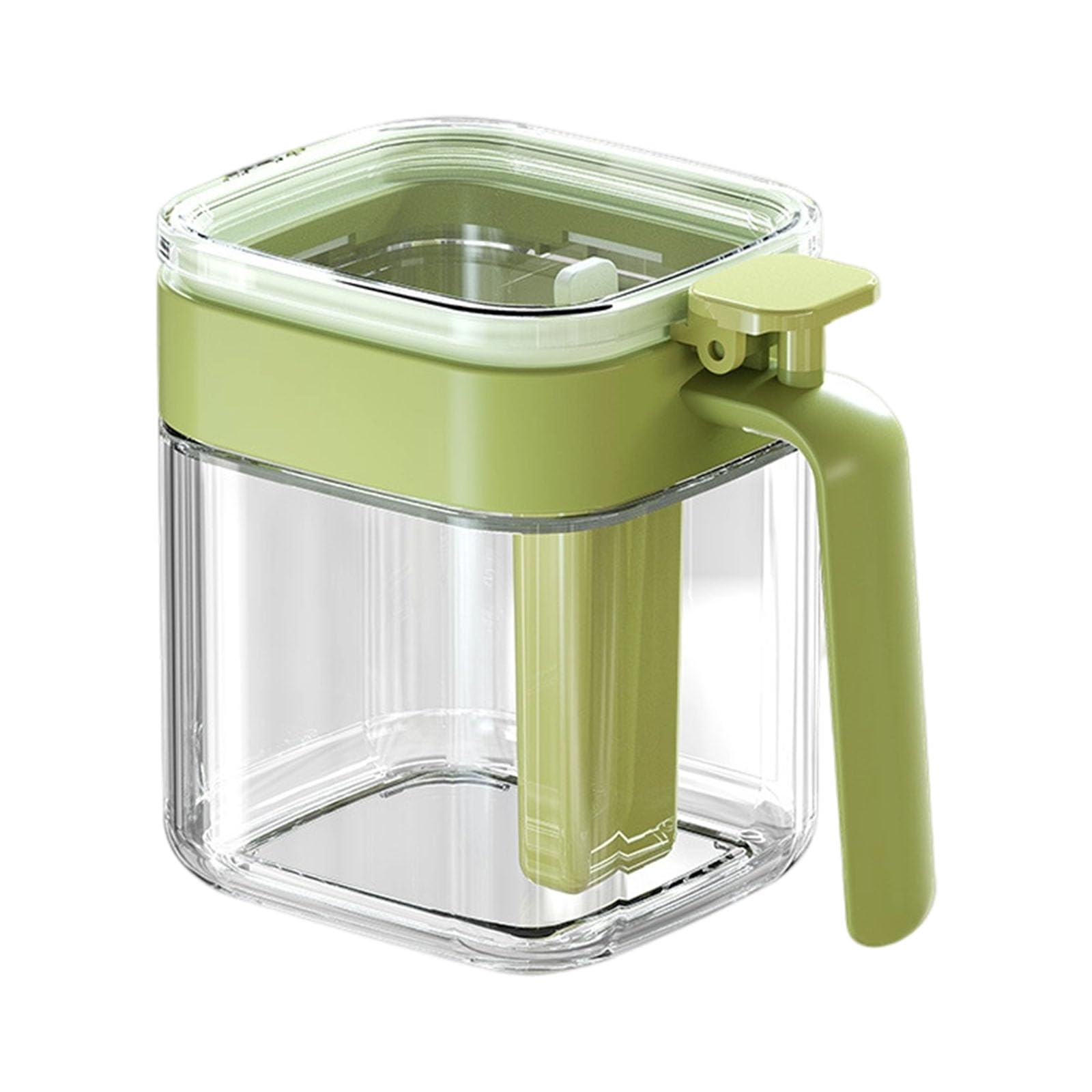 Msioytog Silicone Glass Salt Jars with Spoon Compartment Proof Kitchen Storage Container for Sugar Seasonings Leakproof Glass Salt Container with Detachable Spoon