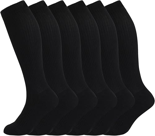 +MD Calcetines de compresión de algodón para mujeres y hombres, 46 pares de 8-1515-20 mmHg, calcetines altos hasta la rodilla para deportes, viajes,