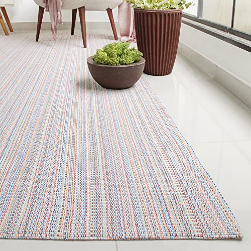 Tapete Algodão para Sala Grande Antiderrapante 2.00m X 3.00m Fios Coloridos Cores Neutras Decorativo