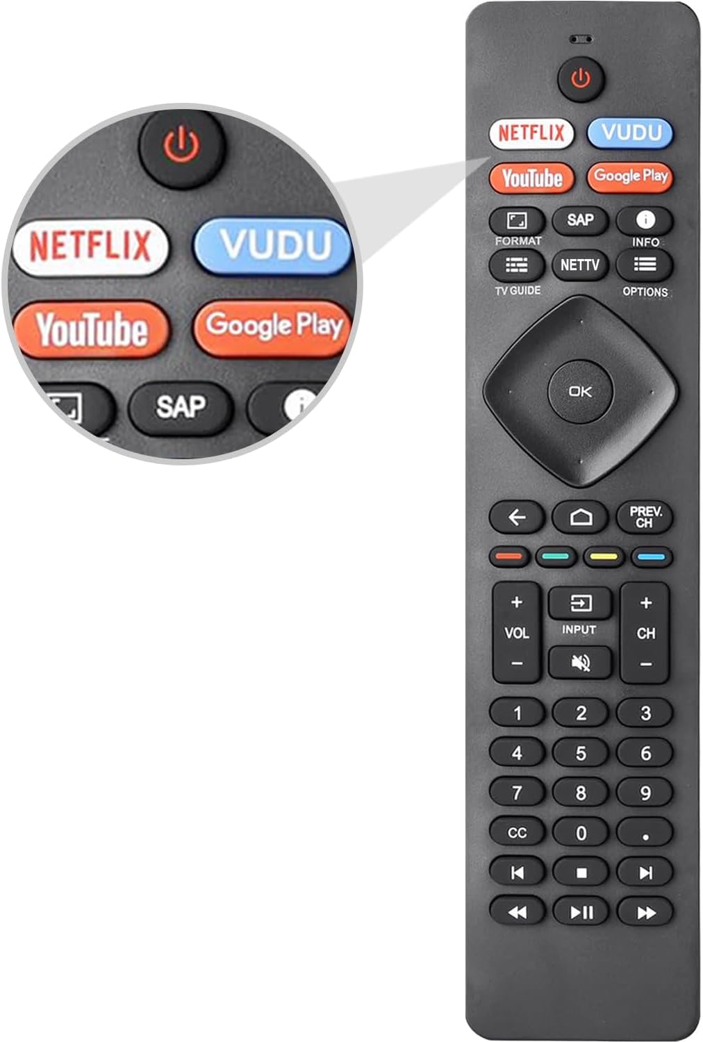 NH800UP RF402A-V14 Remote Control Replacement for All Philips Android LED LCD 4K Smart TV 43PFL5766/F7 50PFL5704/F7 55PFL5604/F7 55PFL5704/F7 65PFL5504/F7 65PFL5704/F7 75PFL5704/F7 65PFL5604/P7
