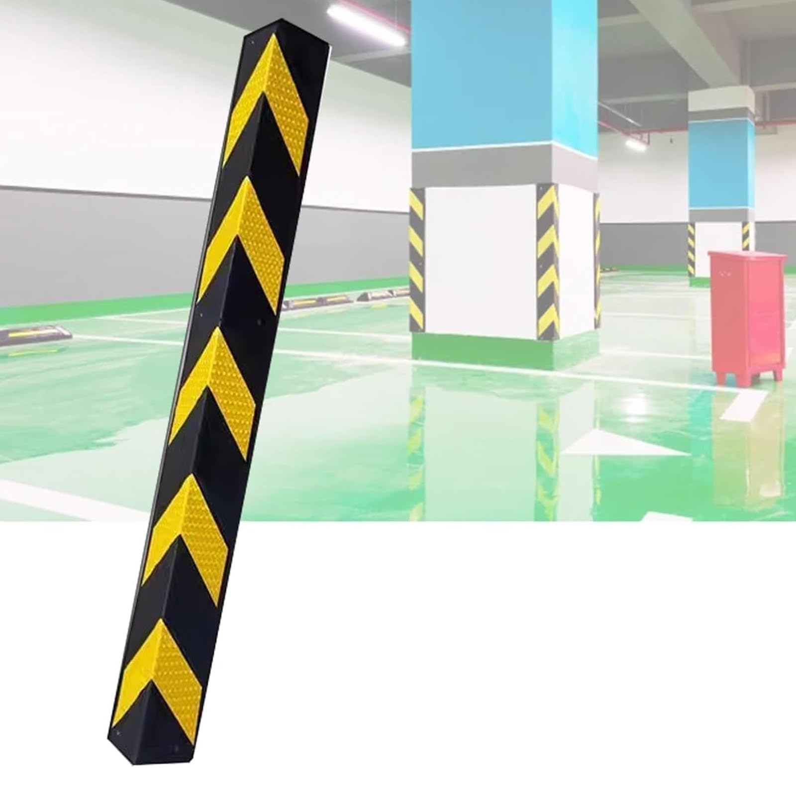 Reflective Rubber Wall Corner Guards with Yellow Stripe Parking Stopper Corner Guards, for Garage, Parking Lot, Warehouse, Office(150cm/59in)