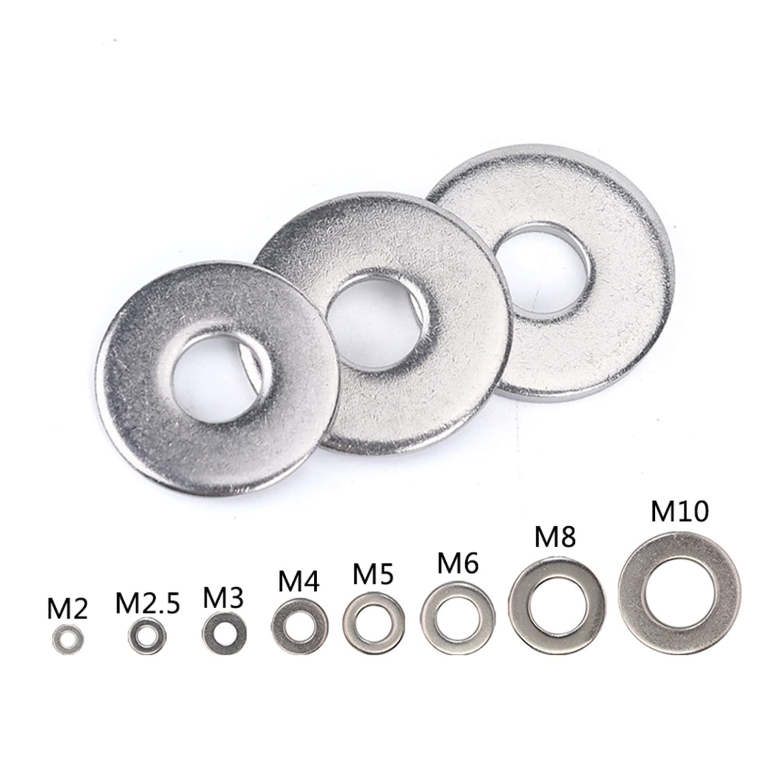 rondelle in acciaio inox, rondelle per viti, 100 PZ DIN125 M1.6 M2 M2.5 M3 M3.5 M4 M5 M6 M8M10 M12 M14 M16-M30 Rondella Piatta In Acciaio Inox 312 Rondella Piana Guarnizione Piatta(Size:M10)