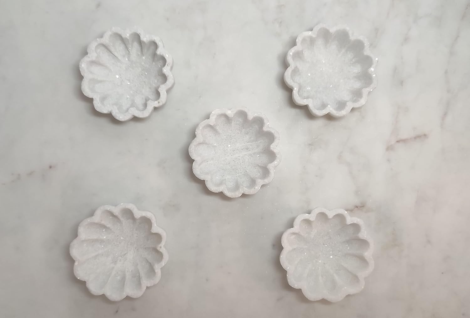 Christmas Gift Marble Scallop Bowl Marble Ruffle Bowl Stone Bowl Decorative Bowl Decorative Trays Marble Fruit Bowl Christmas Gift Bowl 3 in (Set of 12 pieces)