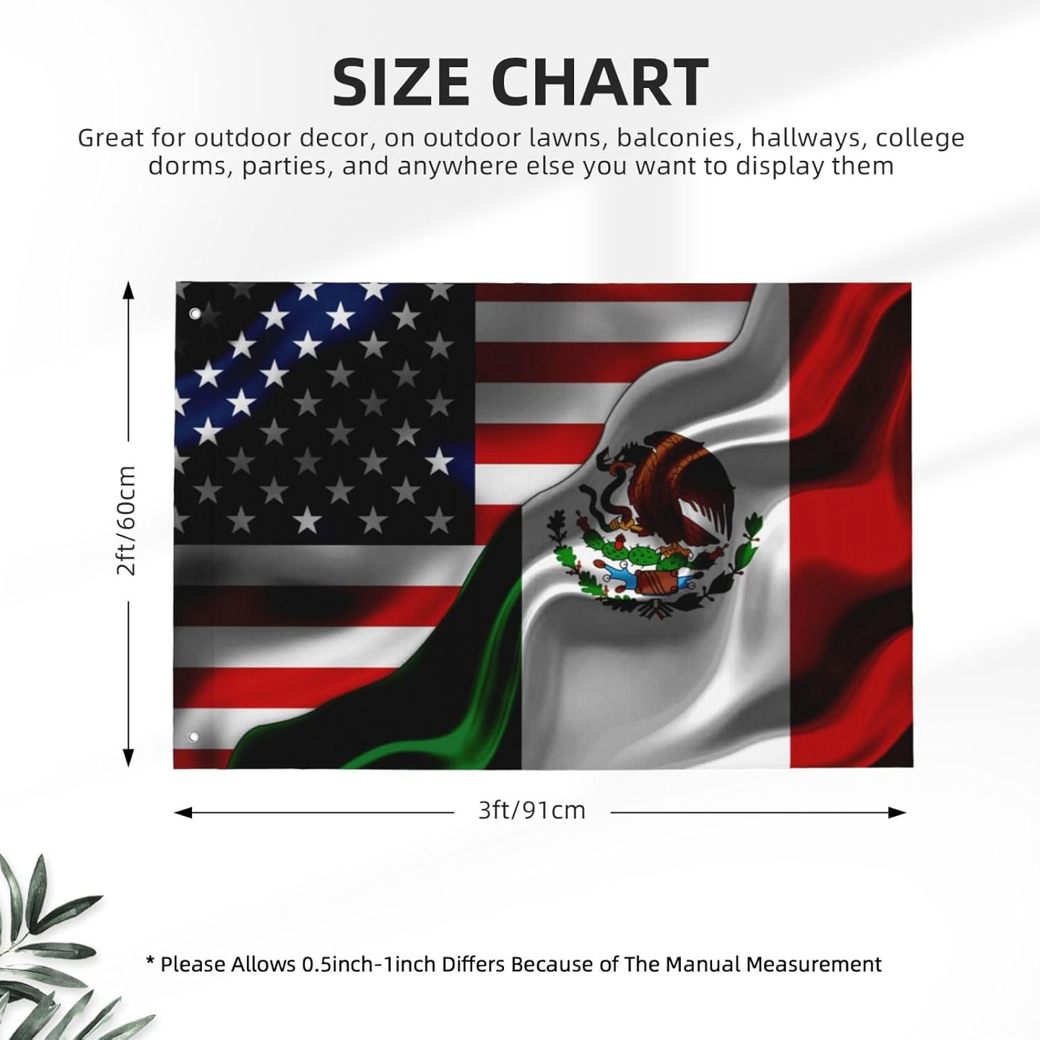 American Flag & Mexico Flag | 2x3 Ft Double-Sided Printing | Thickened Fabric Indoor/Outdoor Banner - Image 2