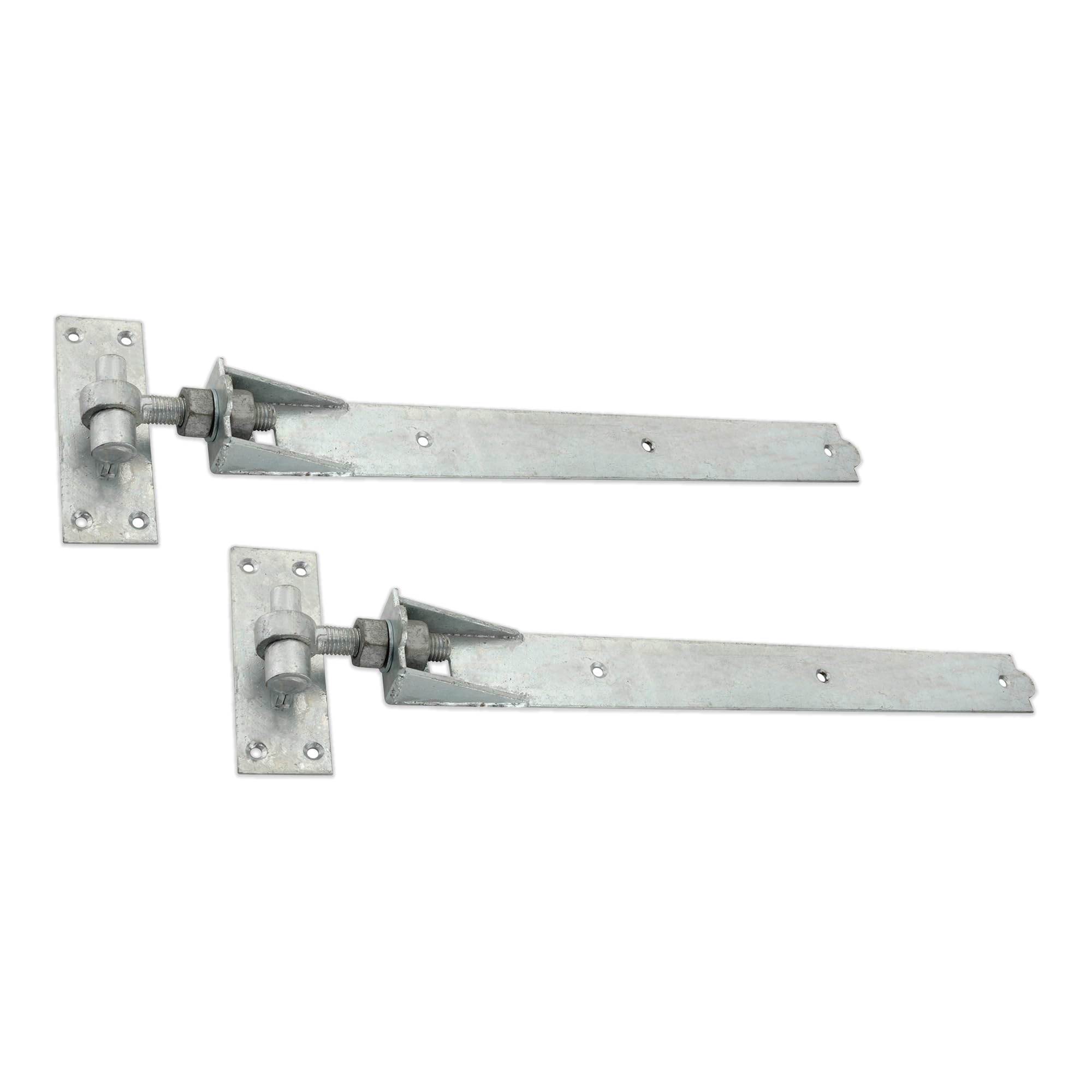 Infinity Decor Par de bisagras ajustables de gancho y banda con acabado galvanizado, kit resistente, ideal para puerta de madera, puerta de garaje, puerta de jardín (24 pulgadas)