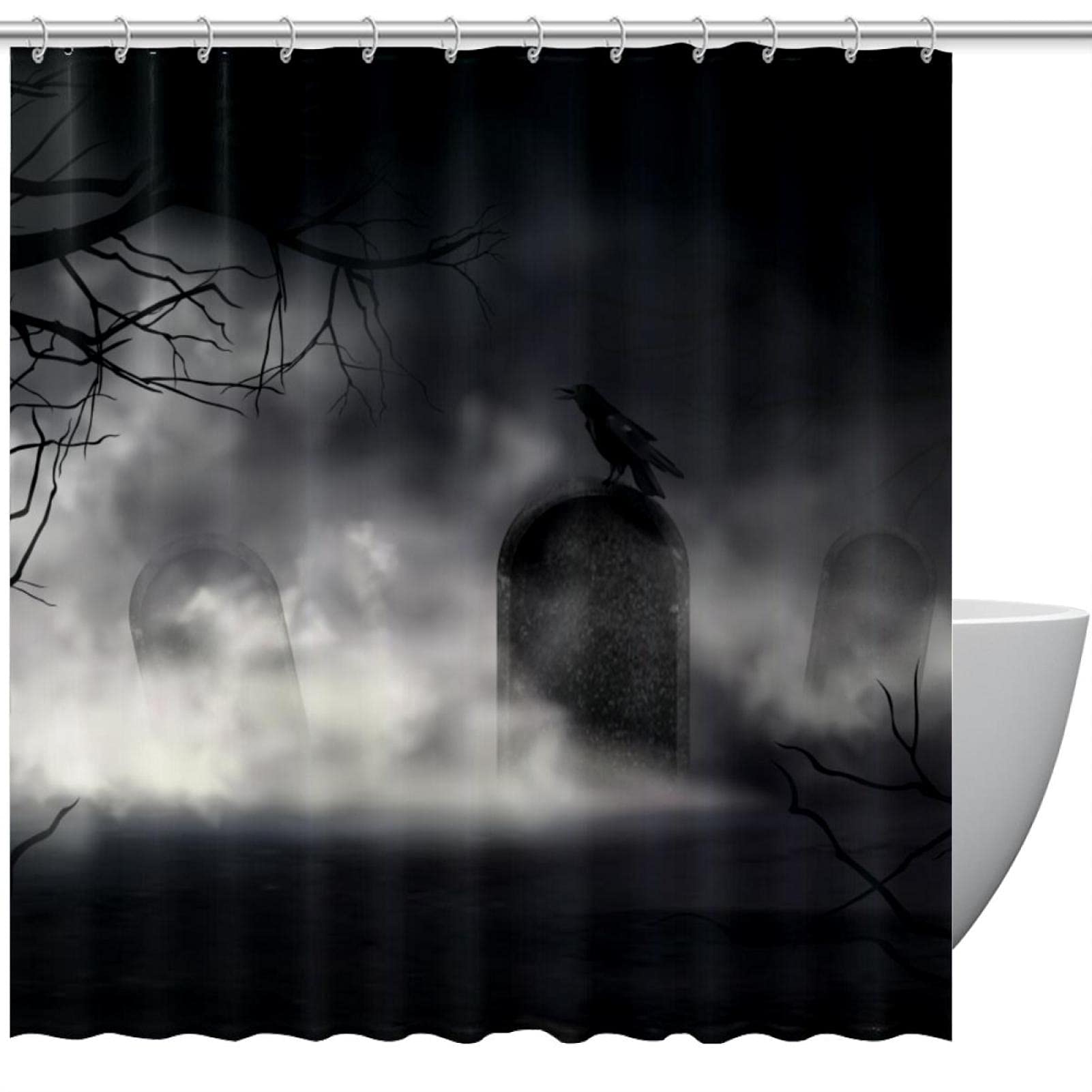 Rideau de douche effrayant Halloween pour transformer la salle de bain enfants sans effort