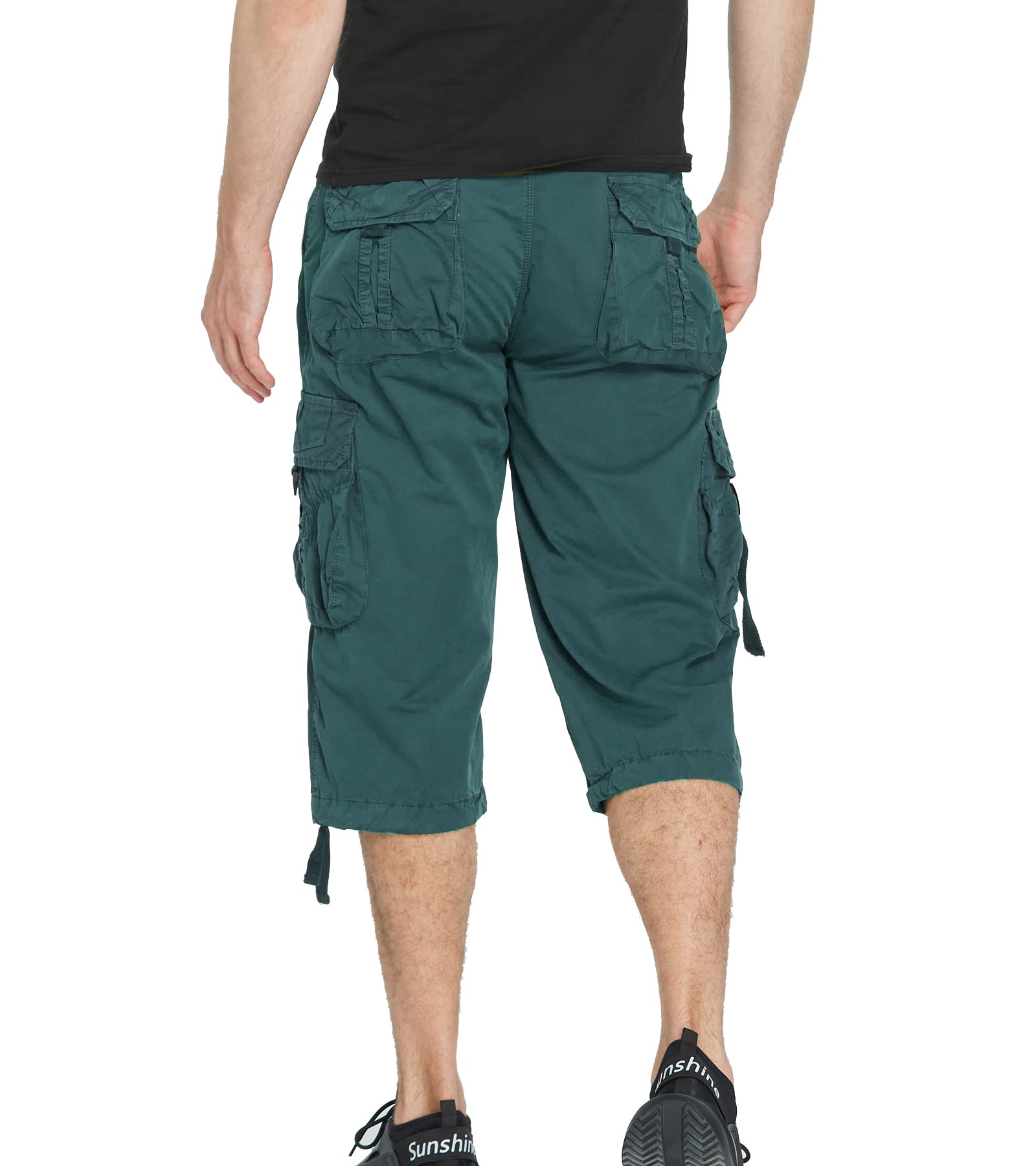 DONGD Mens Cargo Shorts 3/4 Relaxted Fit Capri Pants Below Knee Cargo Short