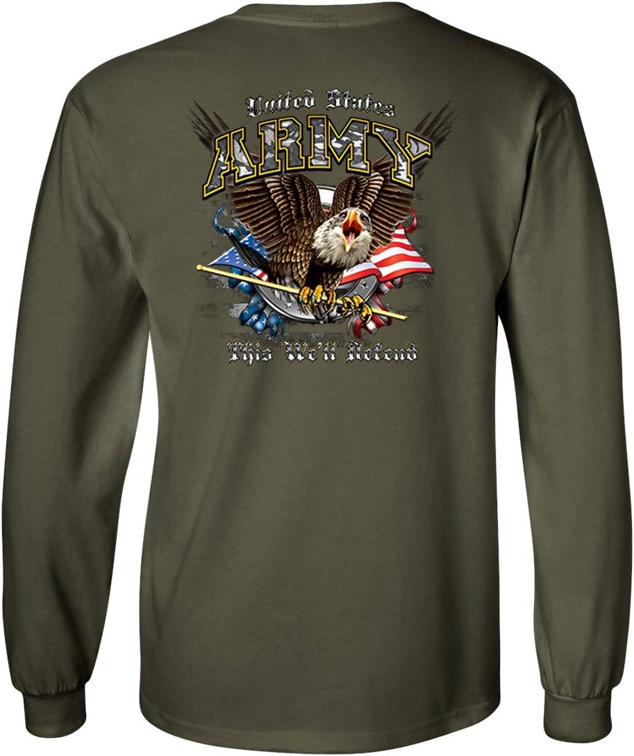 US Army This We'll Defend T-Shirt Long Sleeve Army Logo Front and Back Tee - Image 2