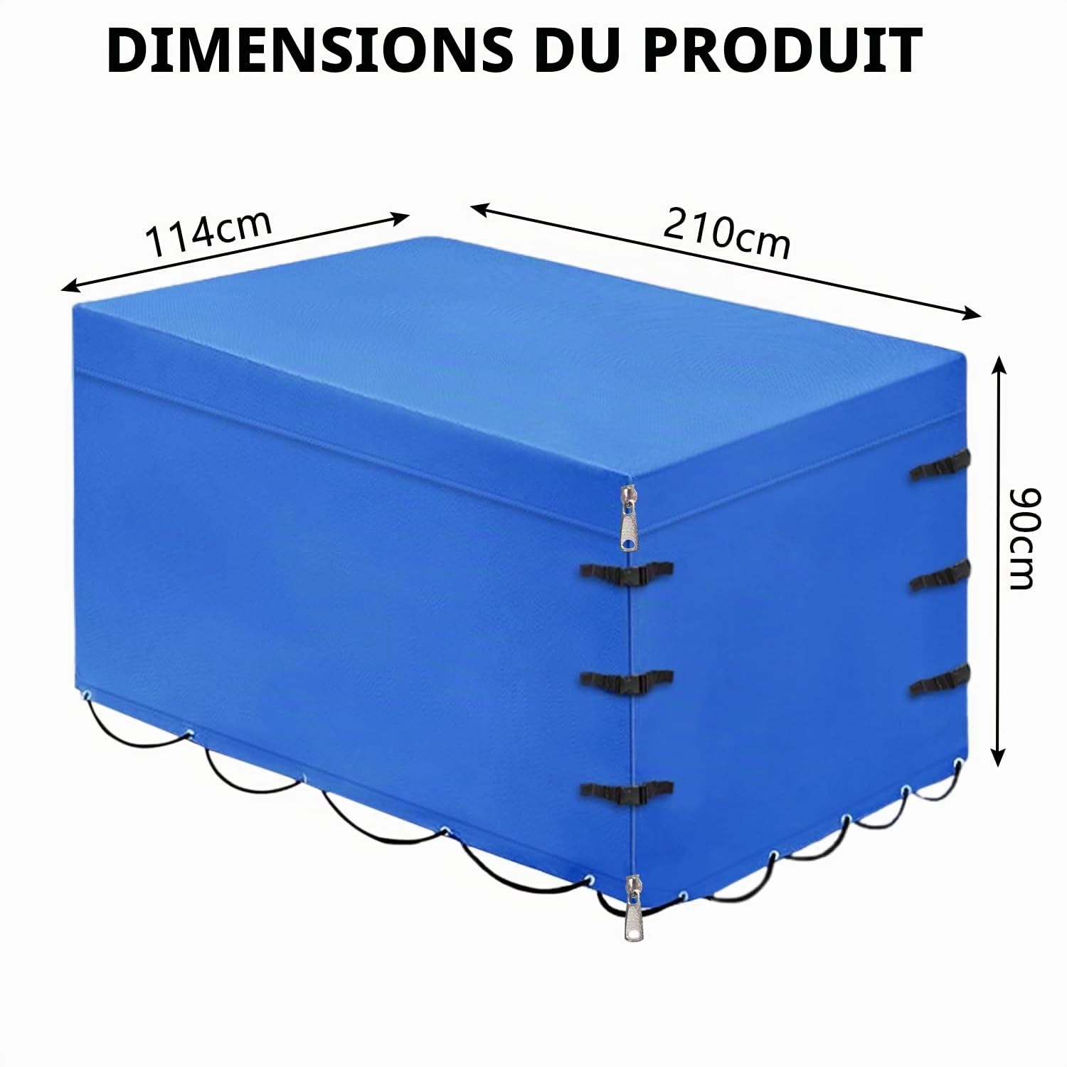Bâche de Remorque Haute Performance, Bâche de Protection Tous Temps Durable avec Corde, Tissu Oxford 600D, Bâche de Couverture pour Remorques de 750 kg (avec Fermeture Éclair à l'Arrière)