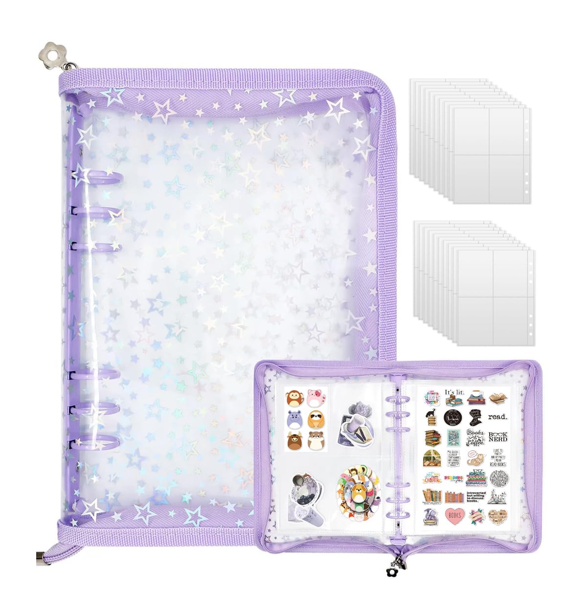 Amazon.co.jp: シール 手帳 透明 大きめ A5 収納バインダー 星柄シール