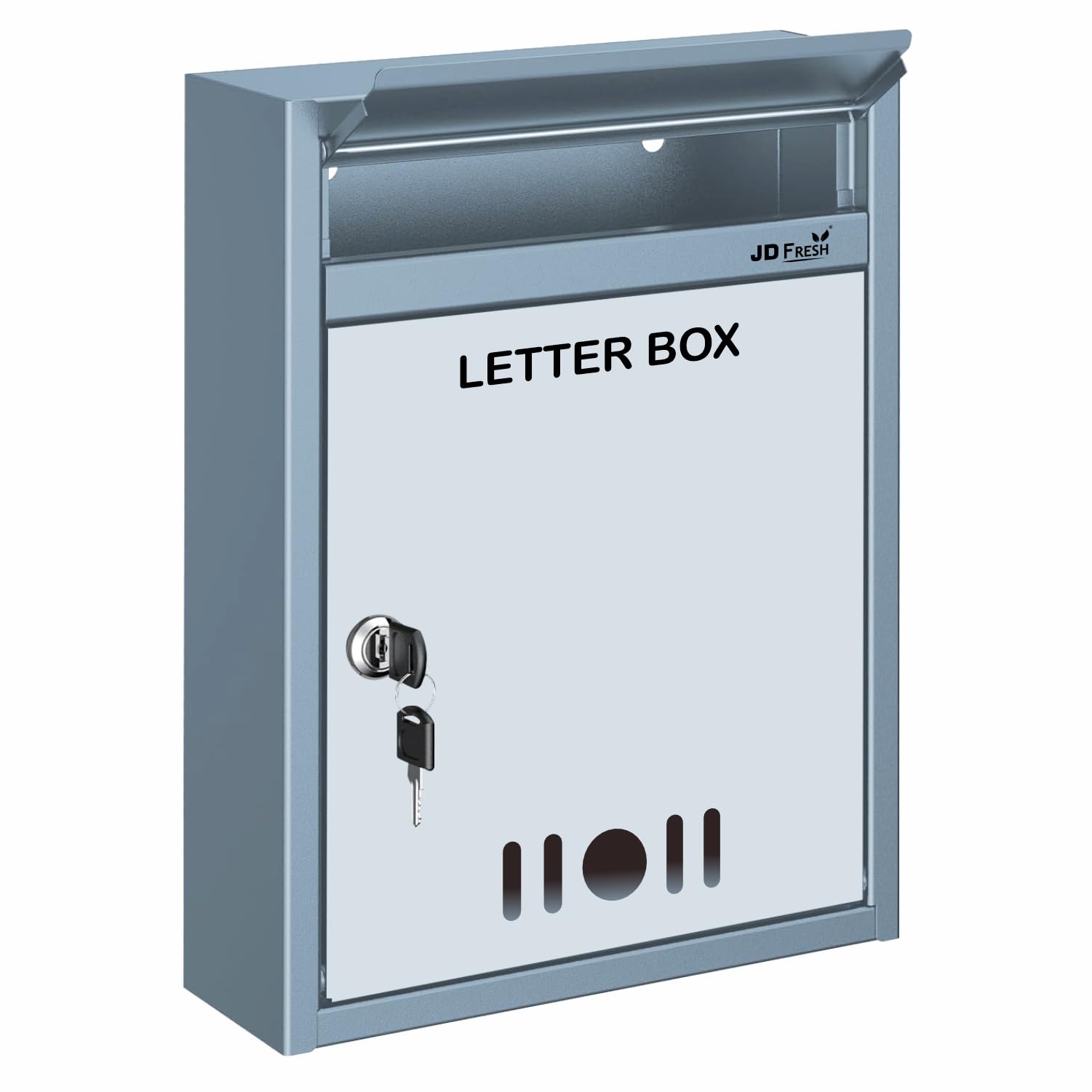 JD FRESH Wall Mount Letter Box/Mail Box/Suggestion Box/Complaint Box for Office/Post Box for Home gate with Clear Window View & Secure Key Lock - (Dark Grey) A4 Size-image-5