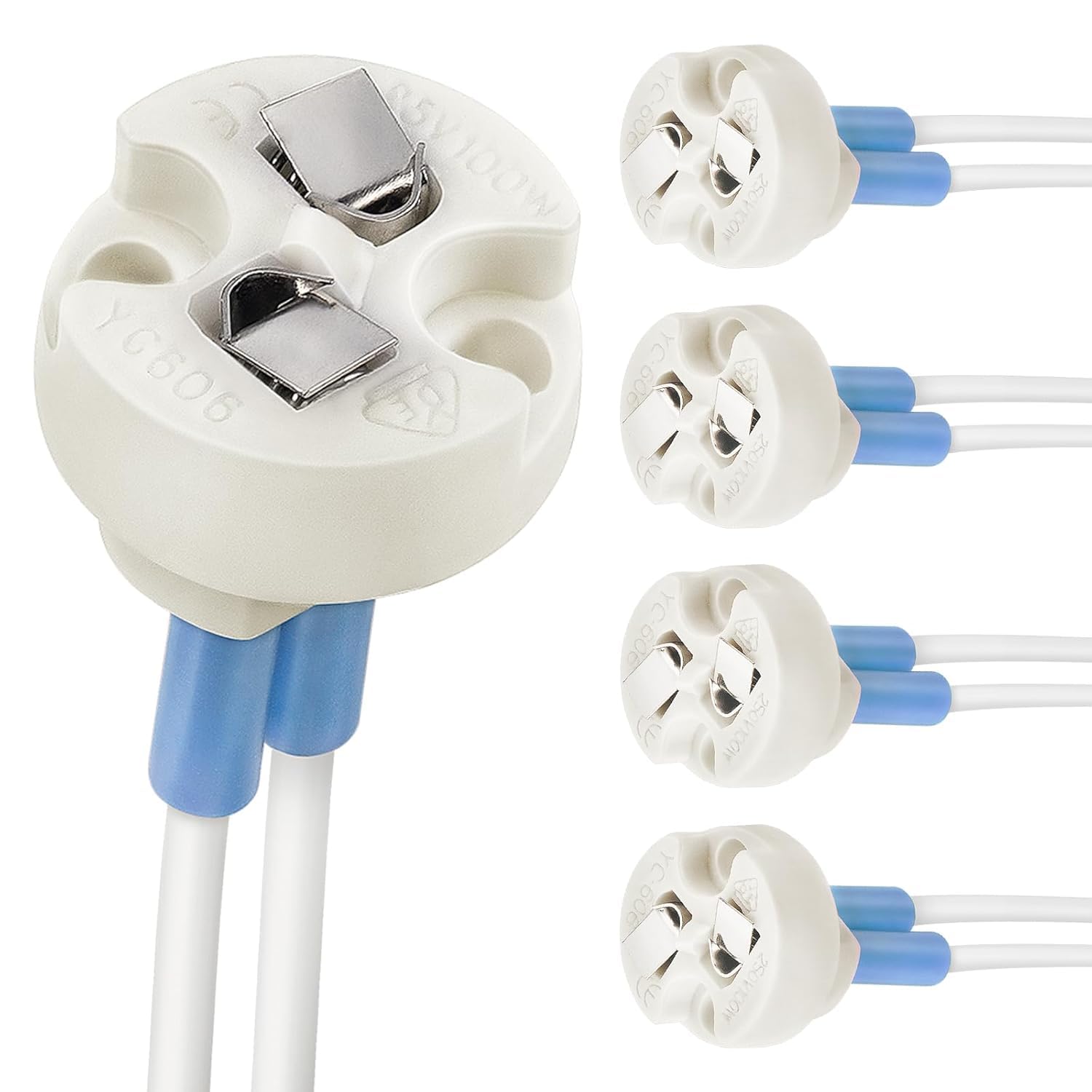 ZOREZA G4, GU5.3 Bi-Pin Ceramic Base Socket, MR16, MR11 Halogen Incandescent LED Bulb Holder Wire Connector (Pack Of 2).