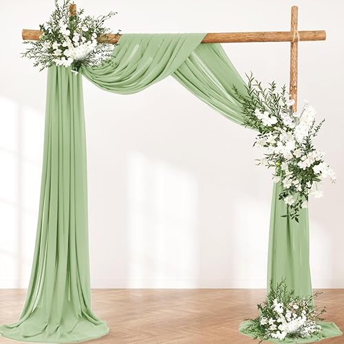 Miniatura 4 de 1 panel de tela para arco de boda, 1 panel de 30 x 18 pies, color verde salvia, cortina de arco de gasa transparente para cabina de fotos, despedida