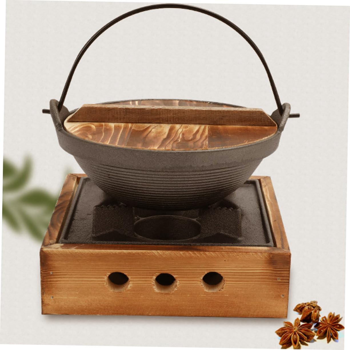 Olla de Hierro Fundido Japonesa para Cocina Confiable con Mango de Madera, Adecuada para Cocinar Fideos Instantáneos y Preparar Guisos en Casa