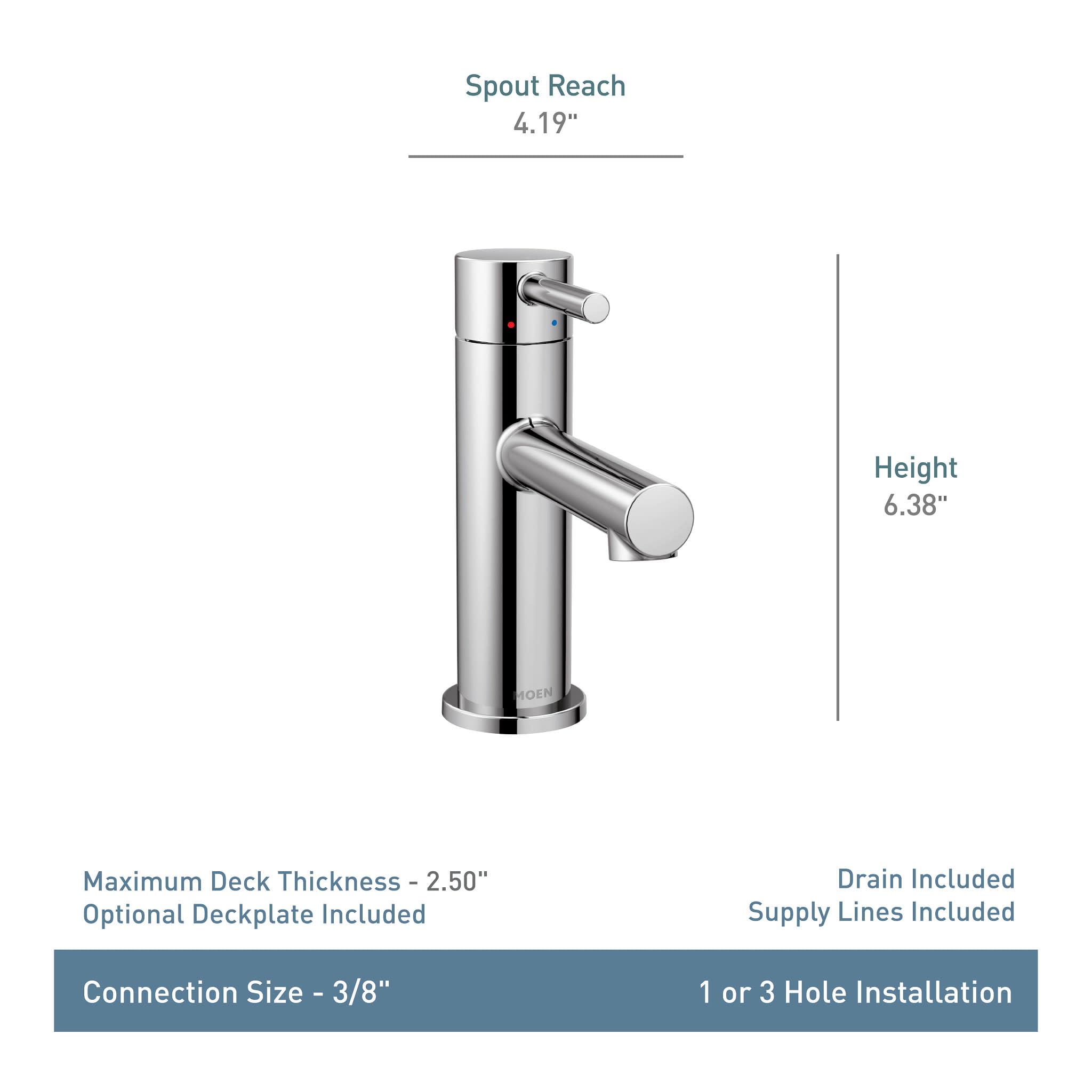 Moen Align Brushed Nickel One-Handle Modern Bathroom Faucet with